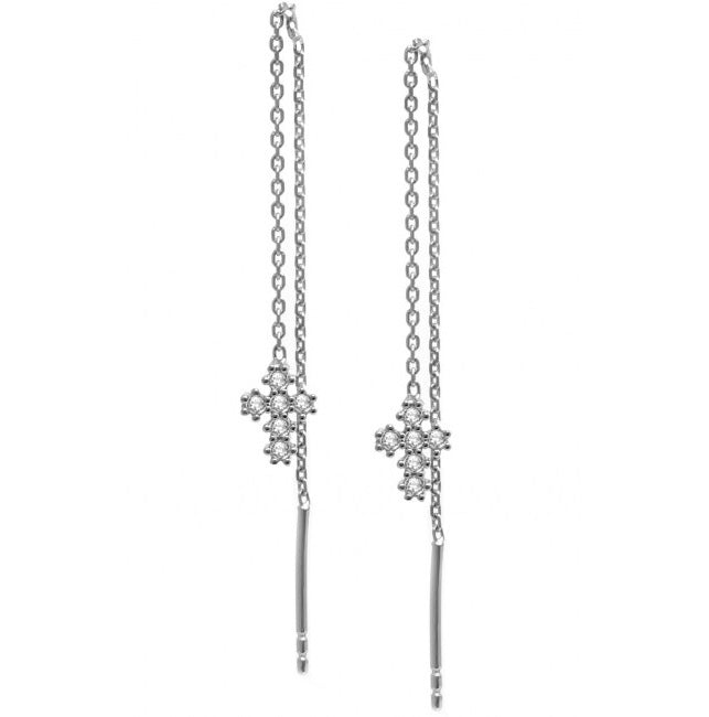 Long thread cross earrings