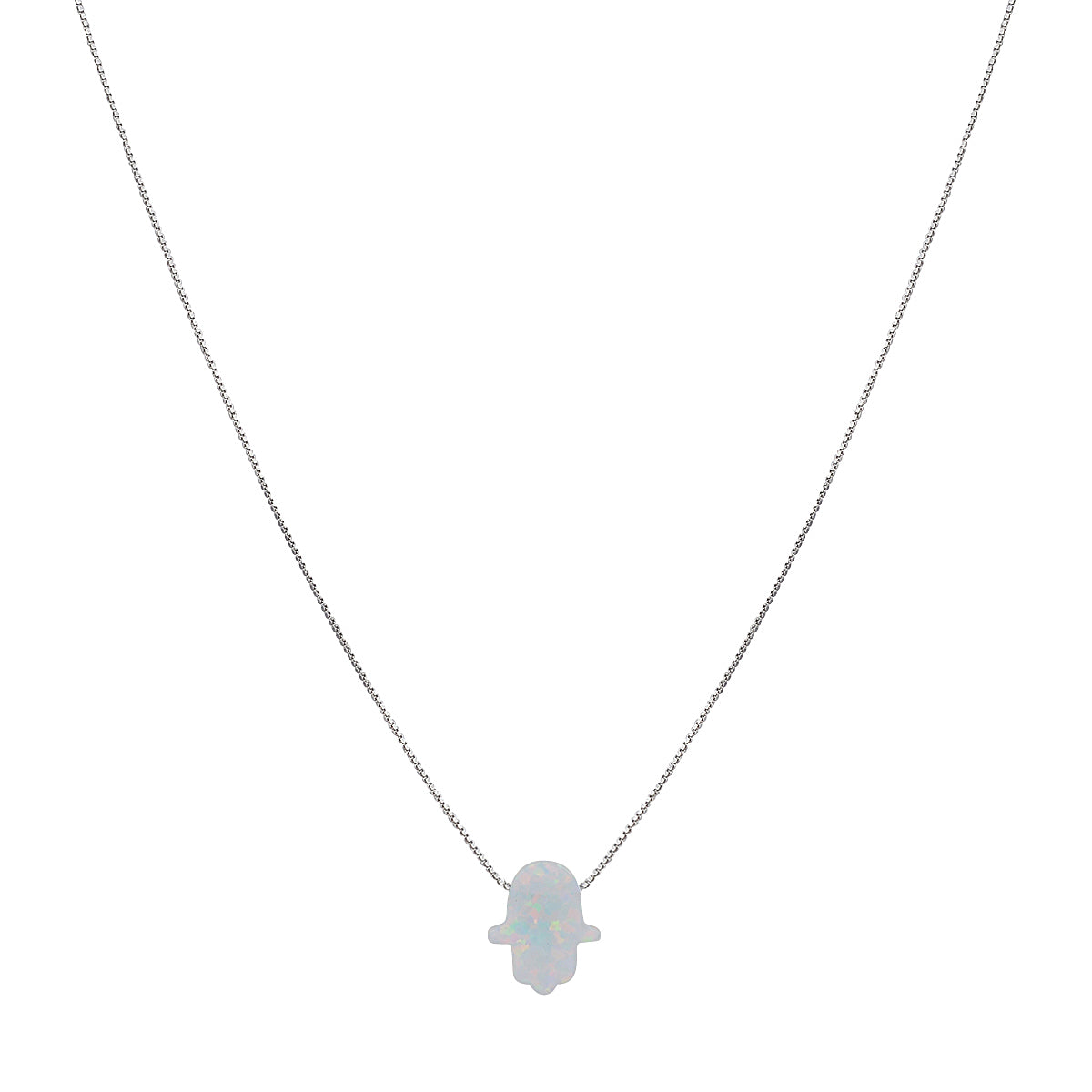 WHITE OPALITE HAMSA NECKLACE