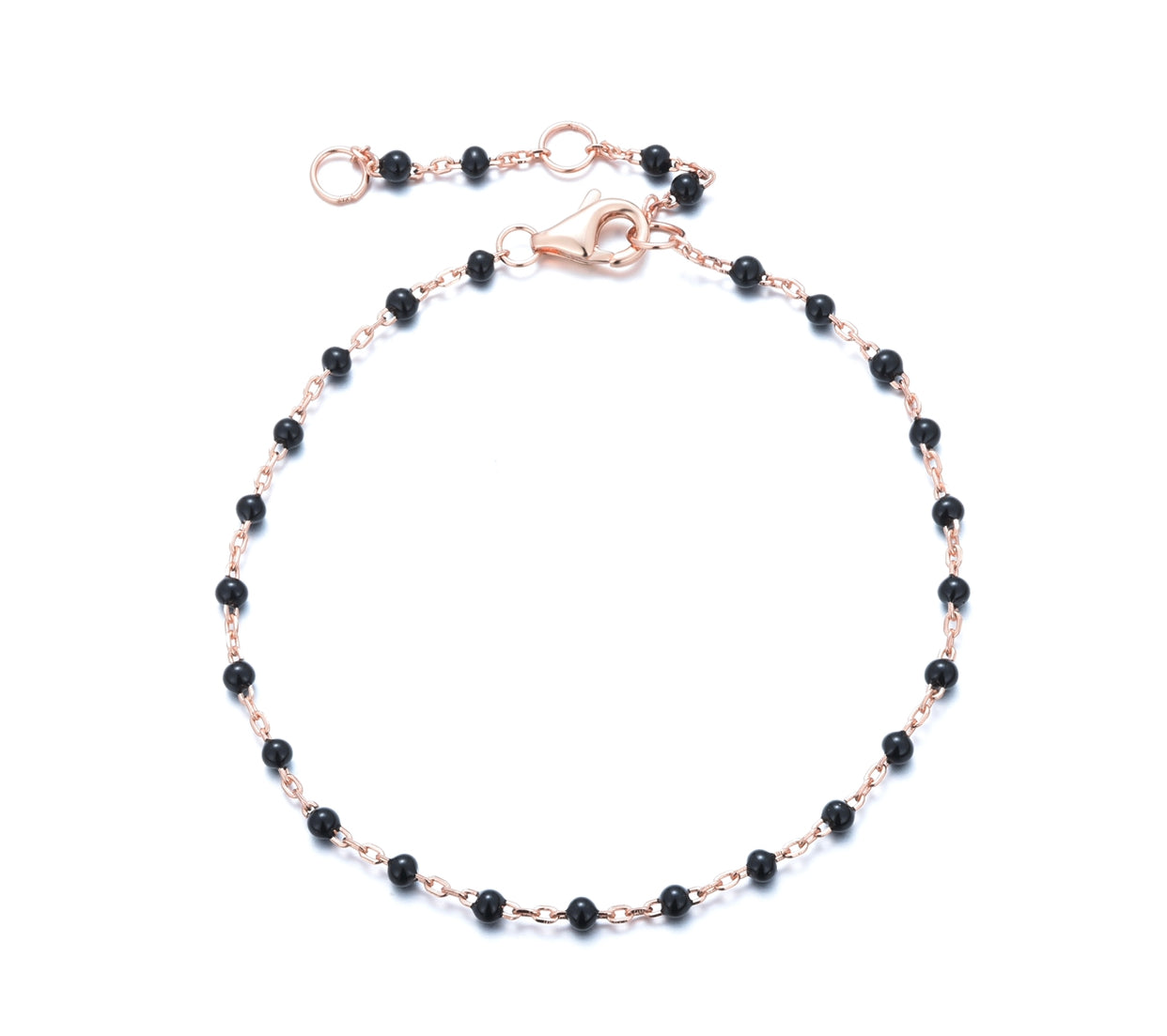 LEORA BLACK BEADED ROSE GOLD BRACELET