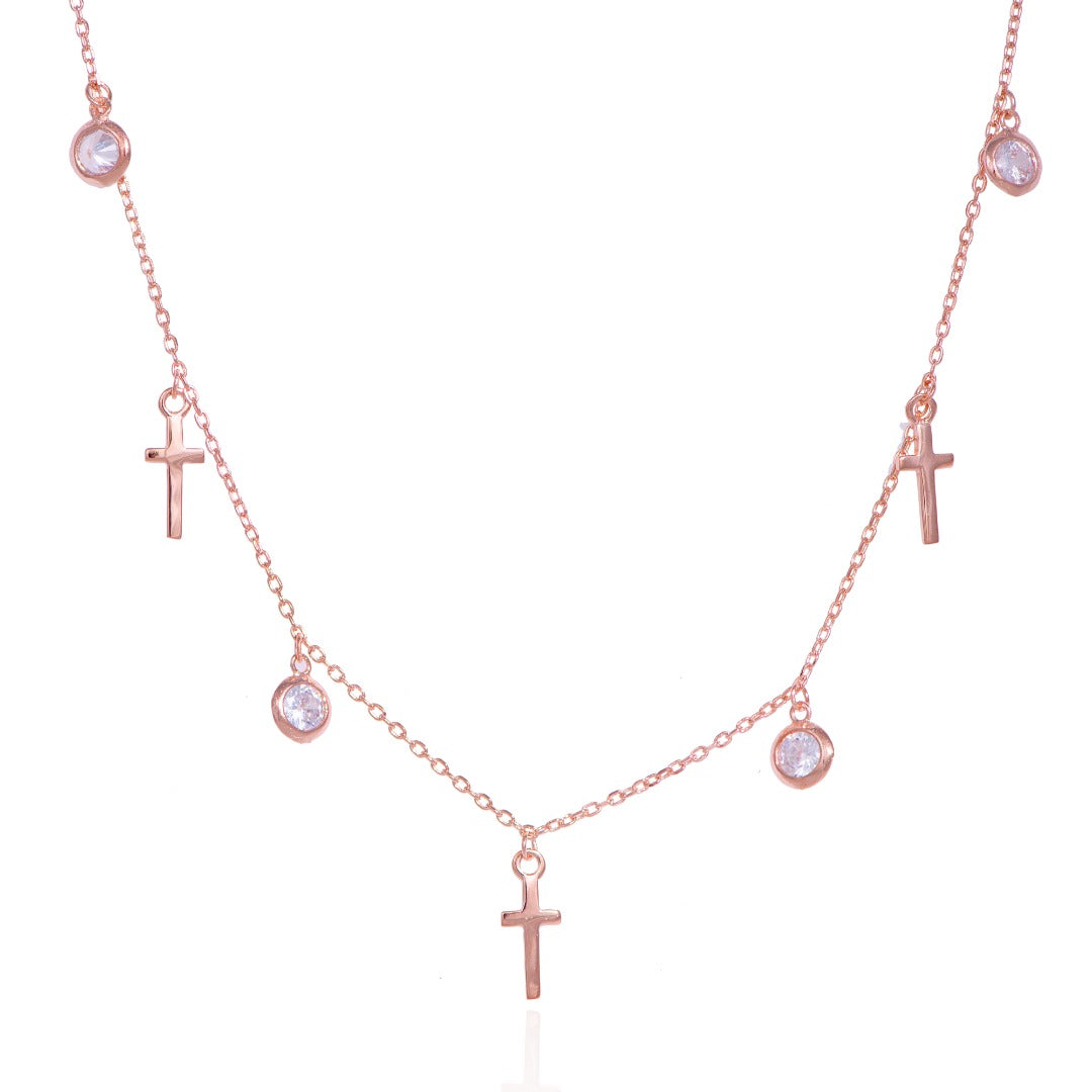 CHIARA CROSS ROSE GOLD NECKLACE