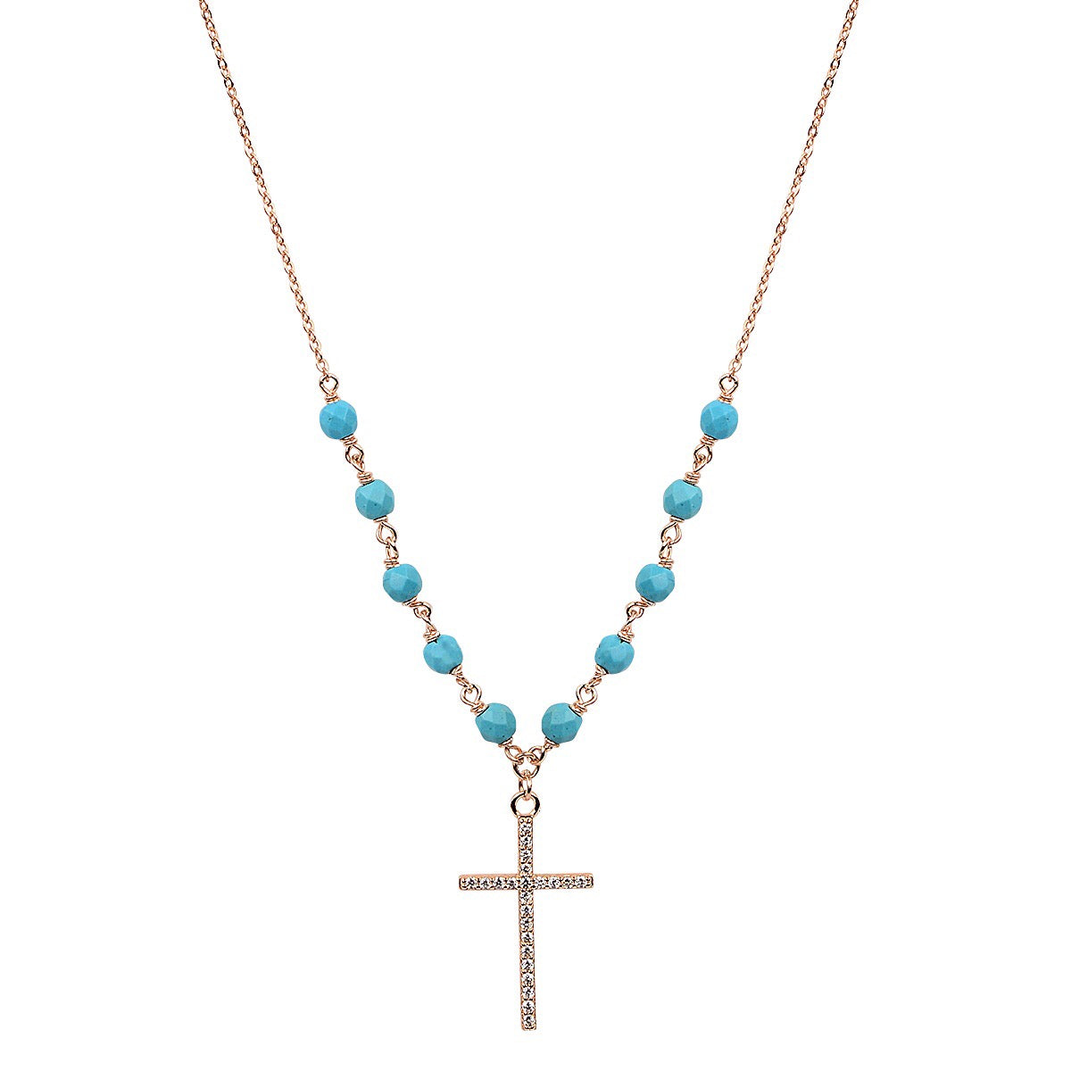 Turquoise beaded rose gold necklace