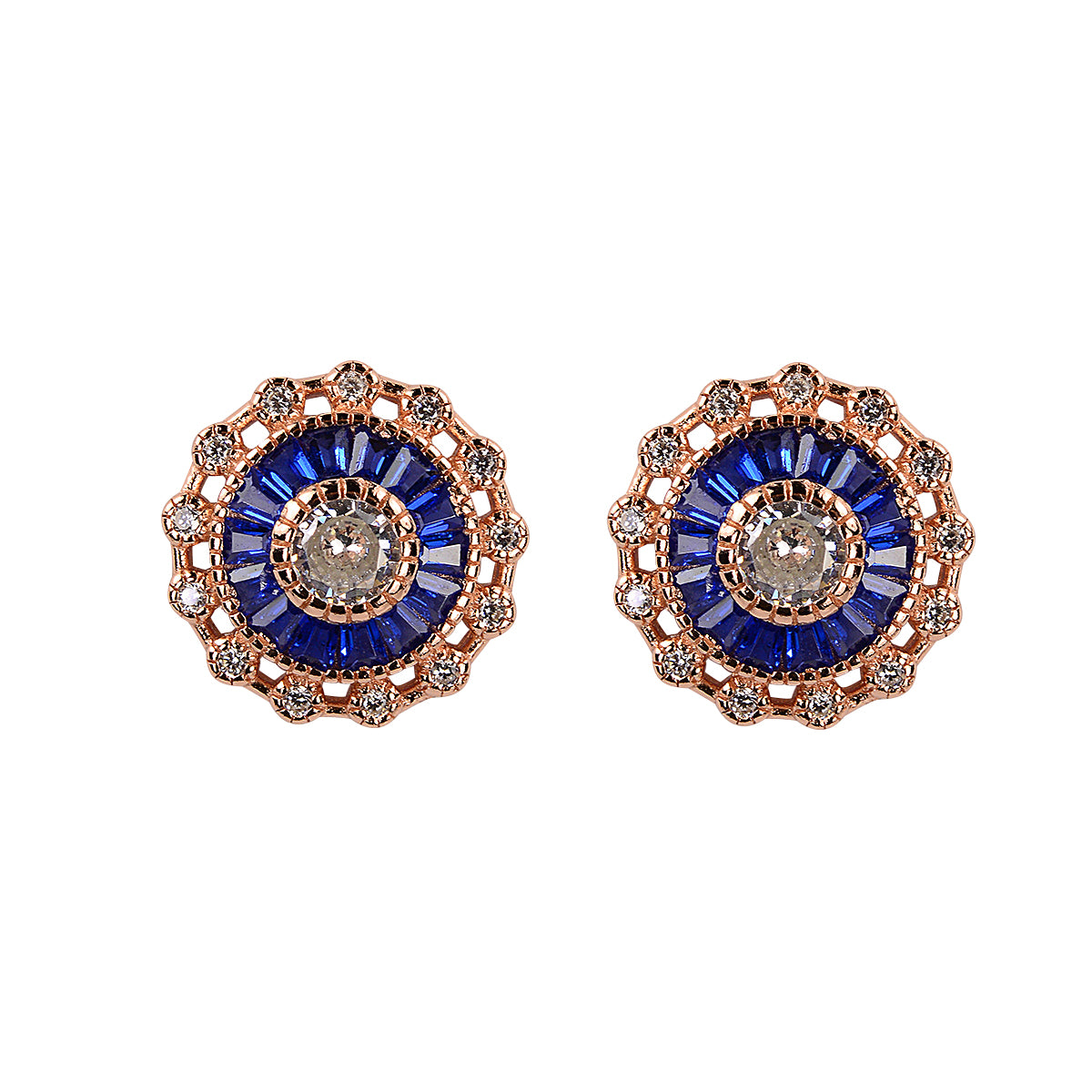 Vintage baguette rose gold earrings