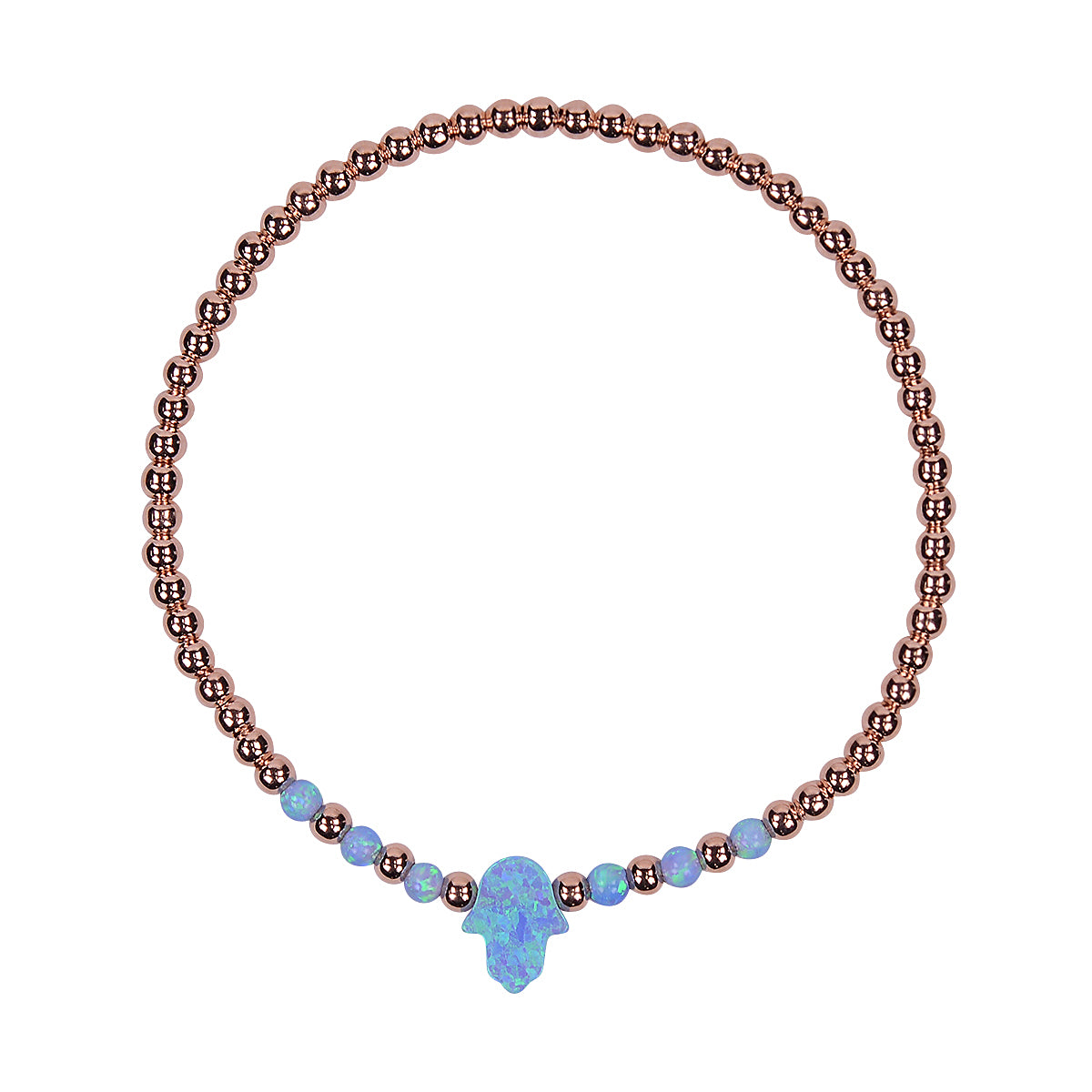 opalite hamsa beaded rose gold bracelet