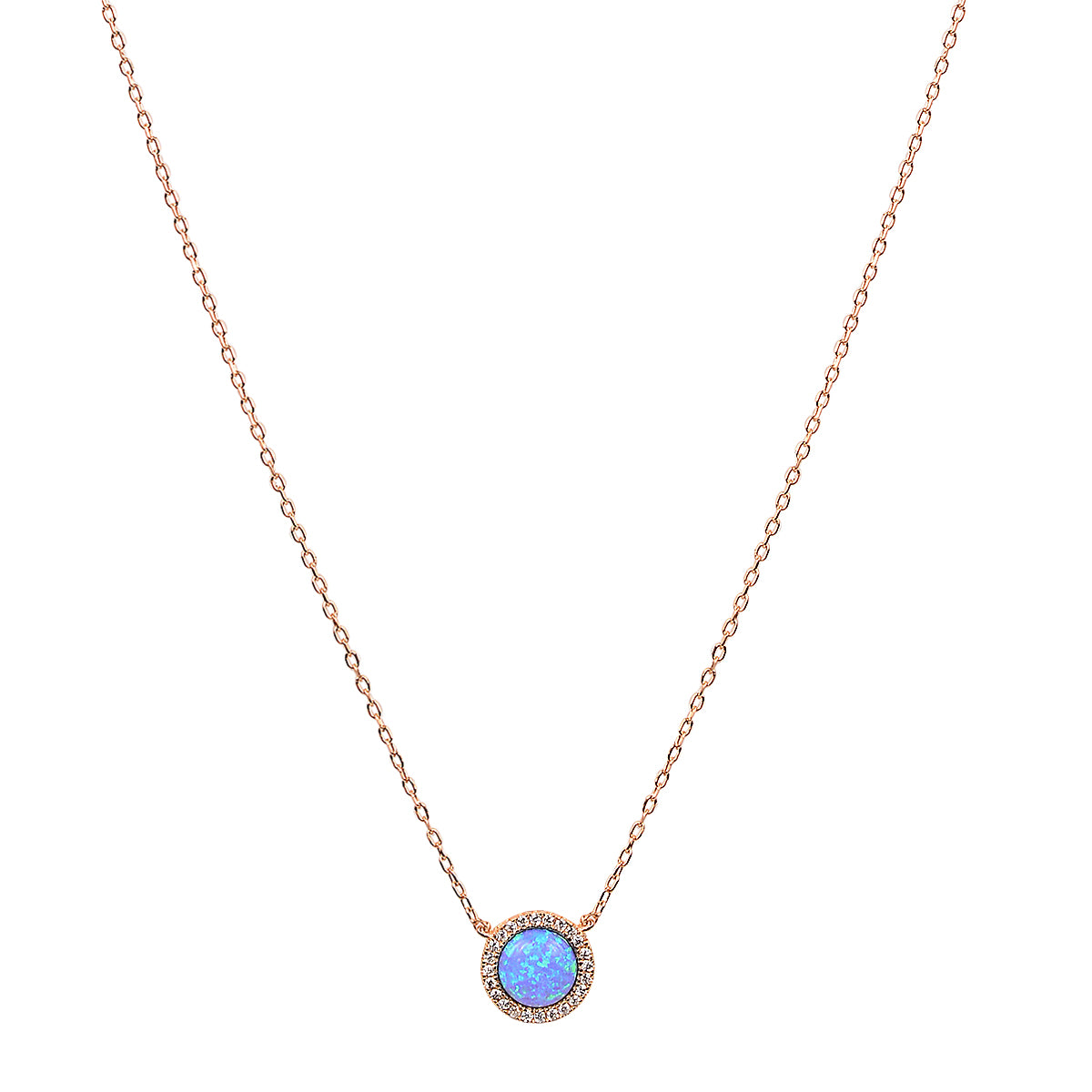 Round opal rose gold necklace