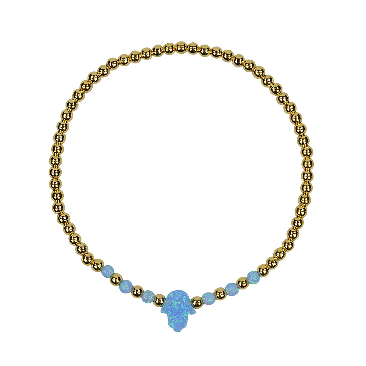 opalite hamsa beaded gold bracelet
