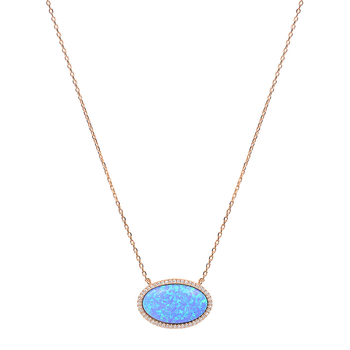 Opal oval rose gold necklace
