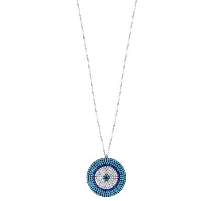 Evil eye turquoise silver evil eye necklace