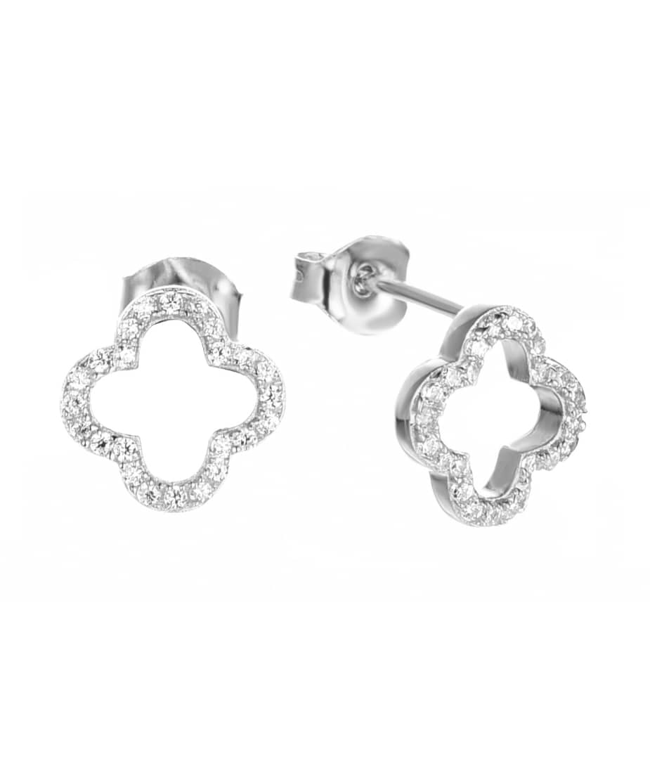 alice lucky clover silver studs