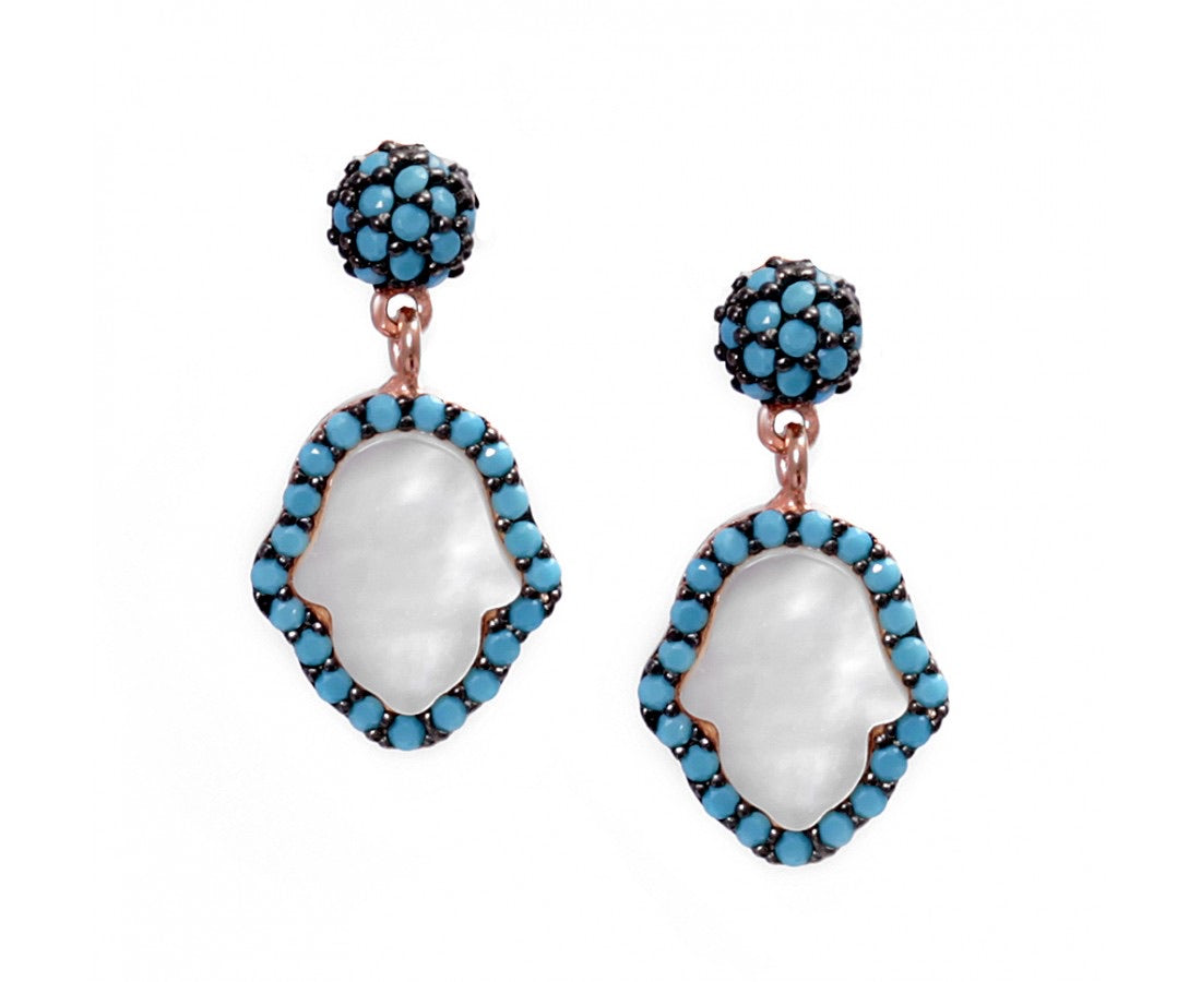 mother of pearl hamsa earrings