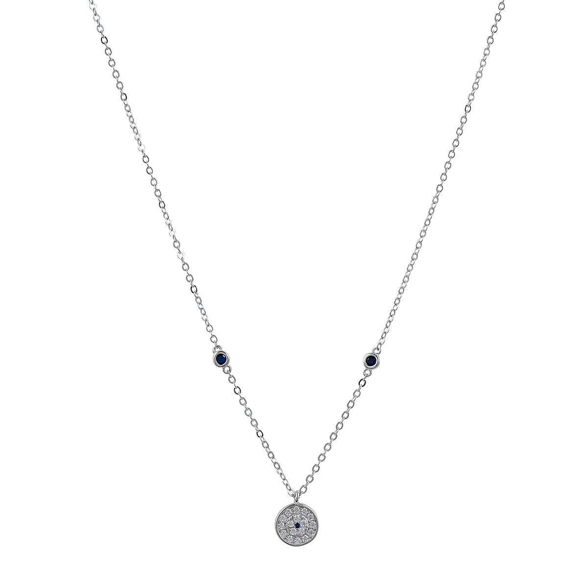 CINDY EVIL EYE SILVER CHARM NECKLACE