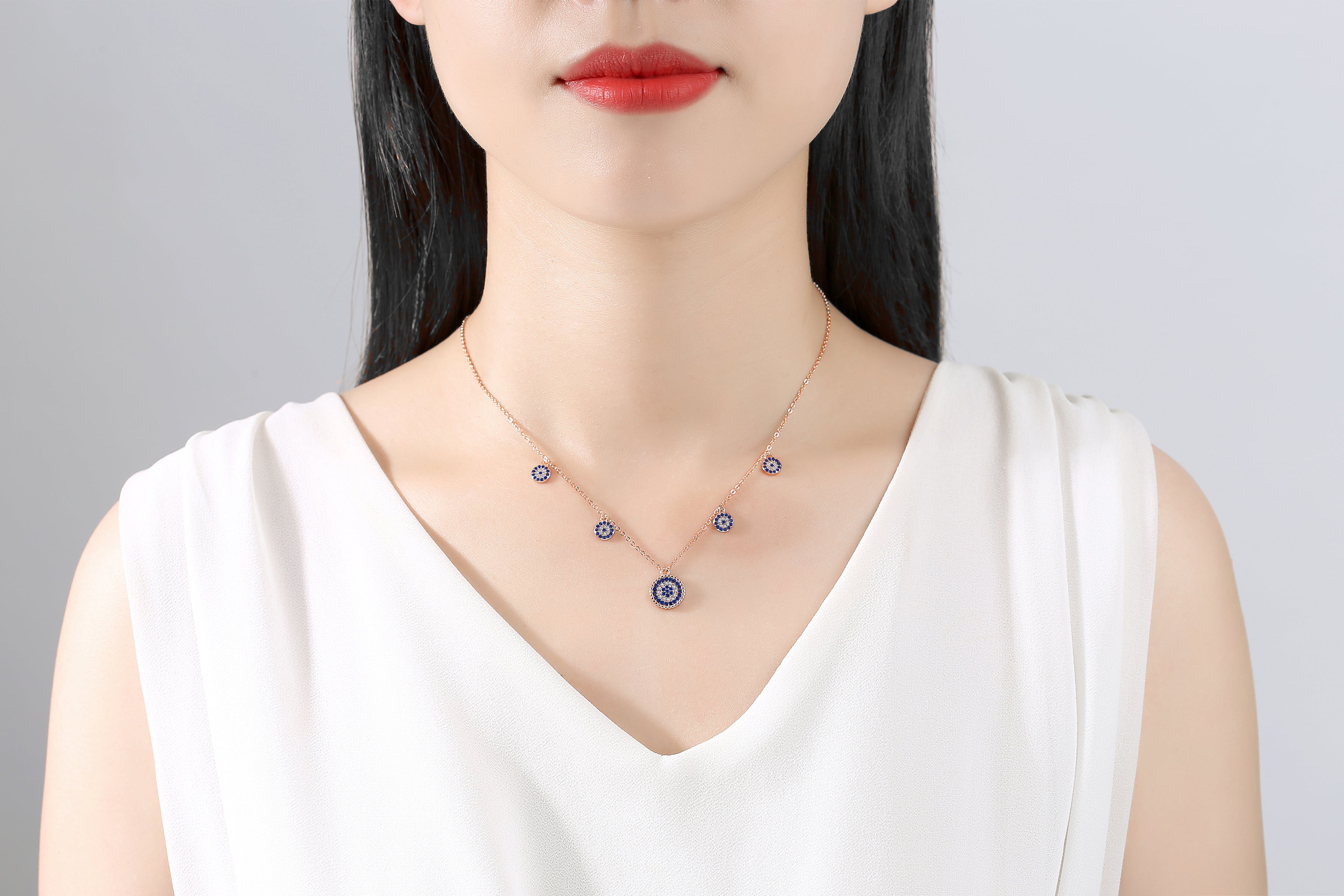 IVY EVIL EYE CHARM ROSE GOLD NECKLACE