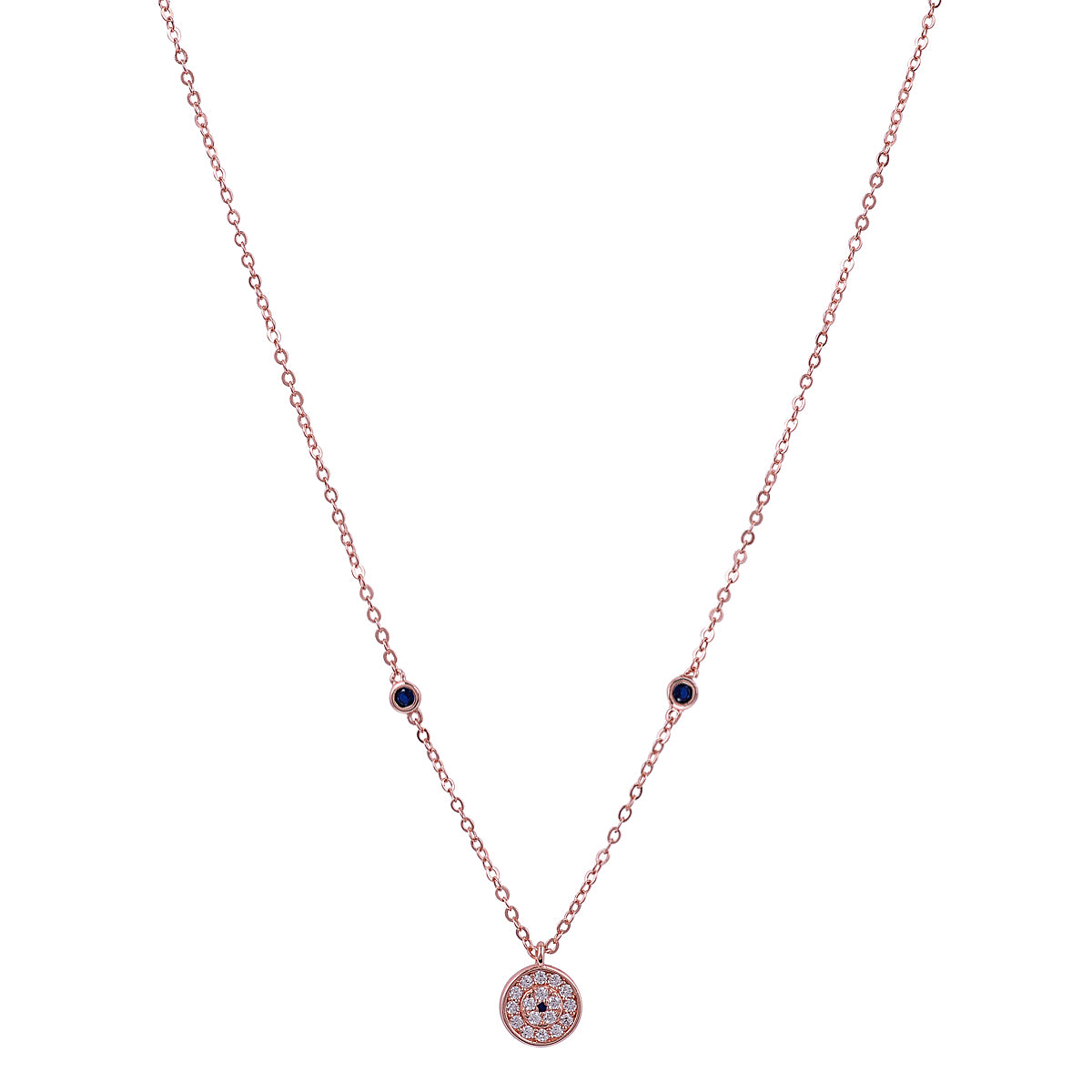 CINDY EVIL EYE ROSE GOLD CHARM NECKLACE