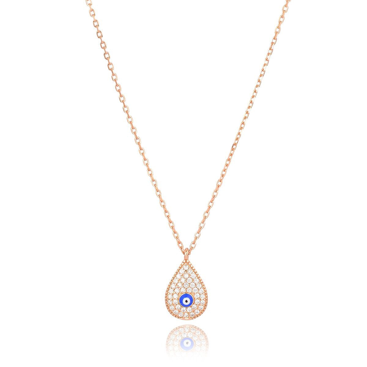evil eye mati rose gold necklace