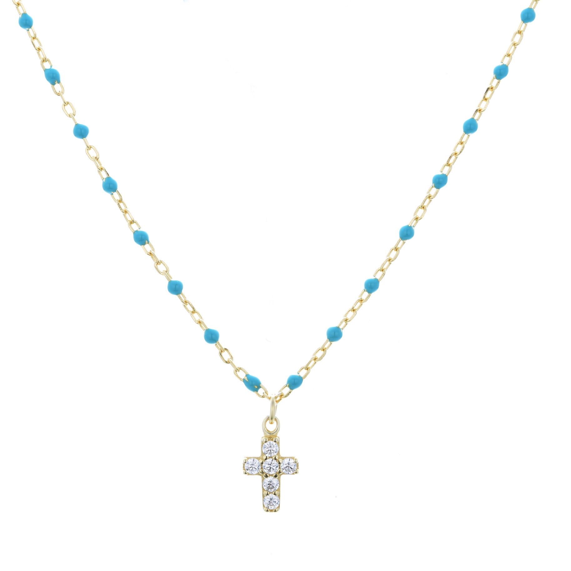 Blue beads gold necklace deals
