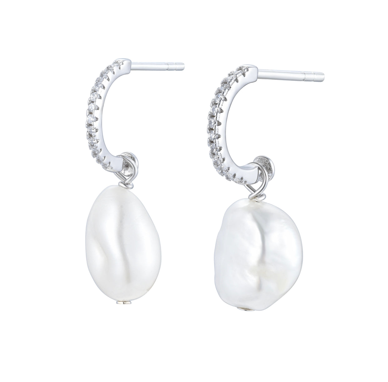 MARGOT FRESHWATER PEARL CRYSTAL SILVER EARRINGS