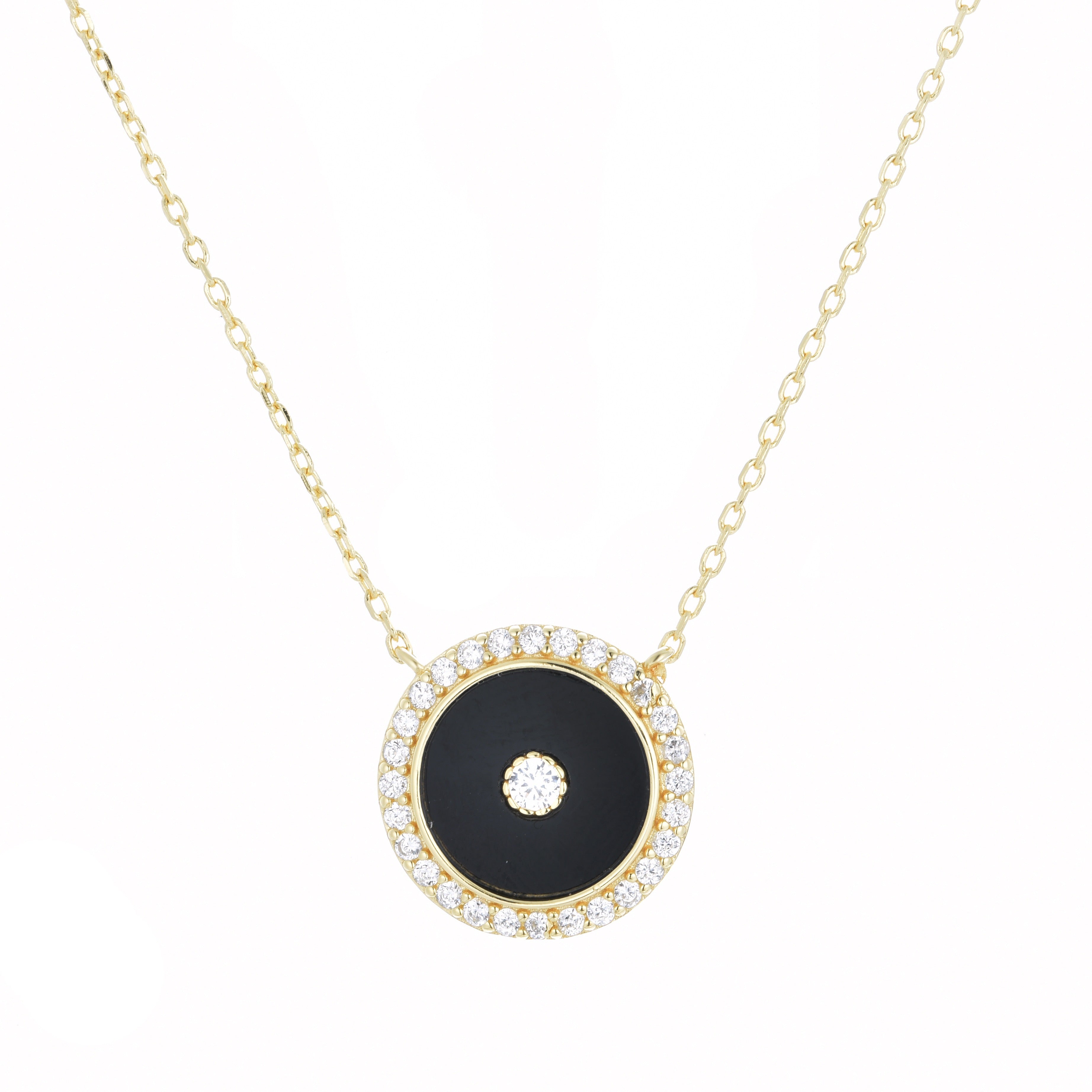 MYLAH ROUND ONYX GOLD NECKLACE