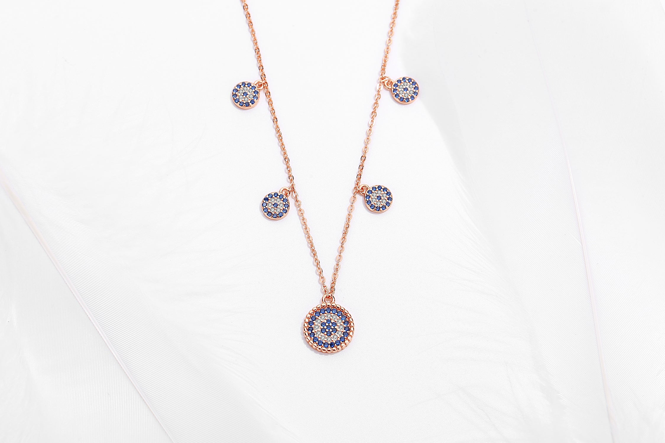 IVY EVIL EYE CHARM ROSE GOLD NECKLACE