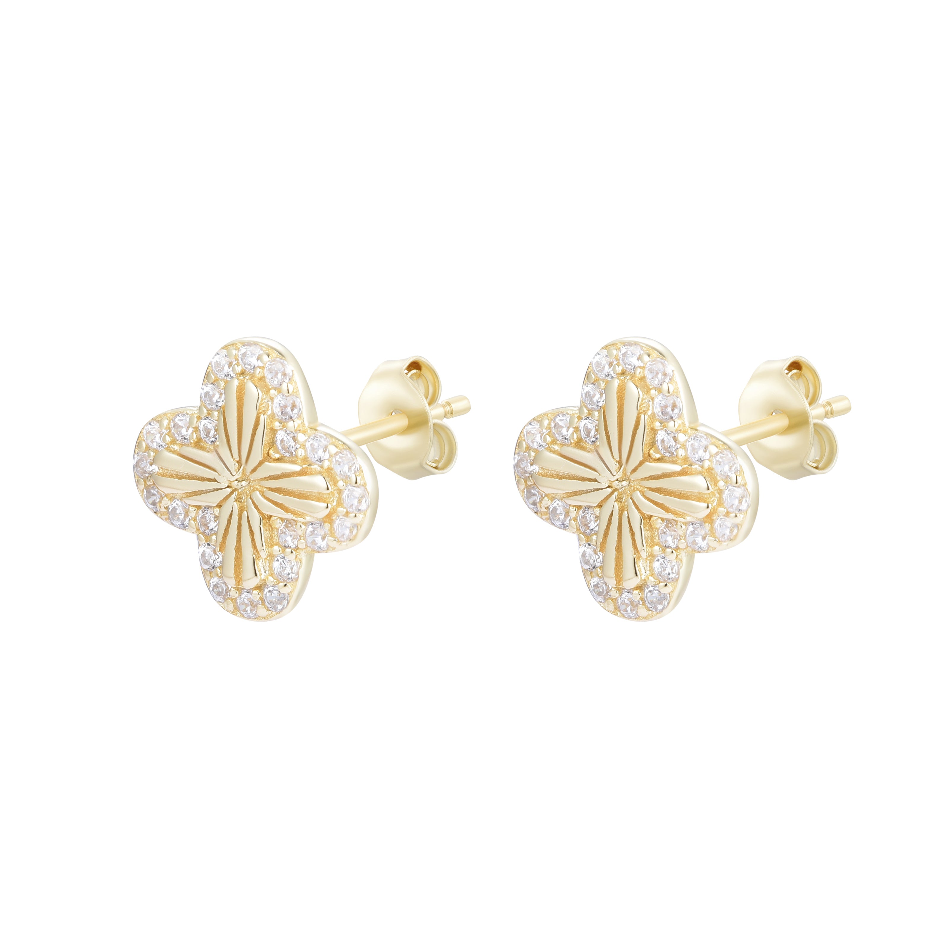 TUSCANY CLOVER GOLD EAR STUDS