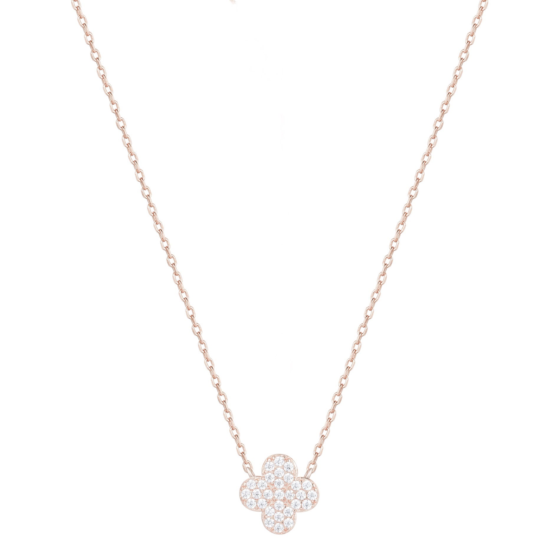 CARMEN CRYSTAL CLOVER ROSE GOLD NECKLACE