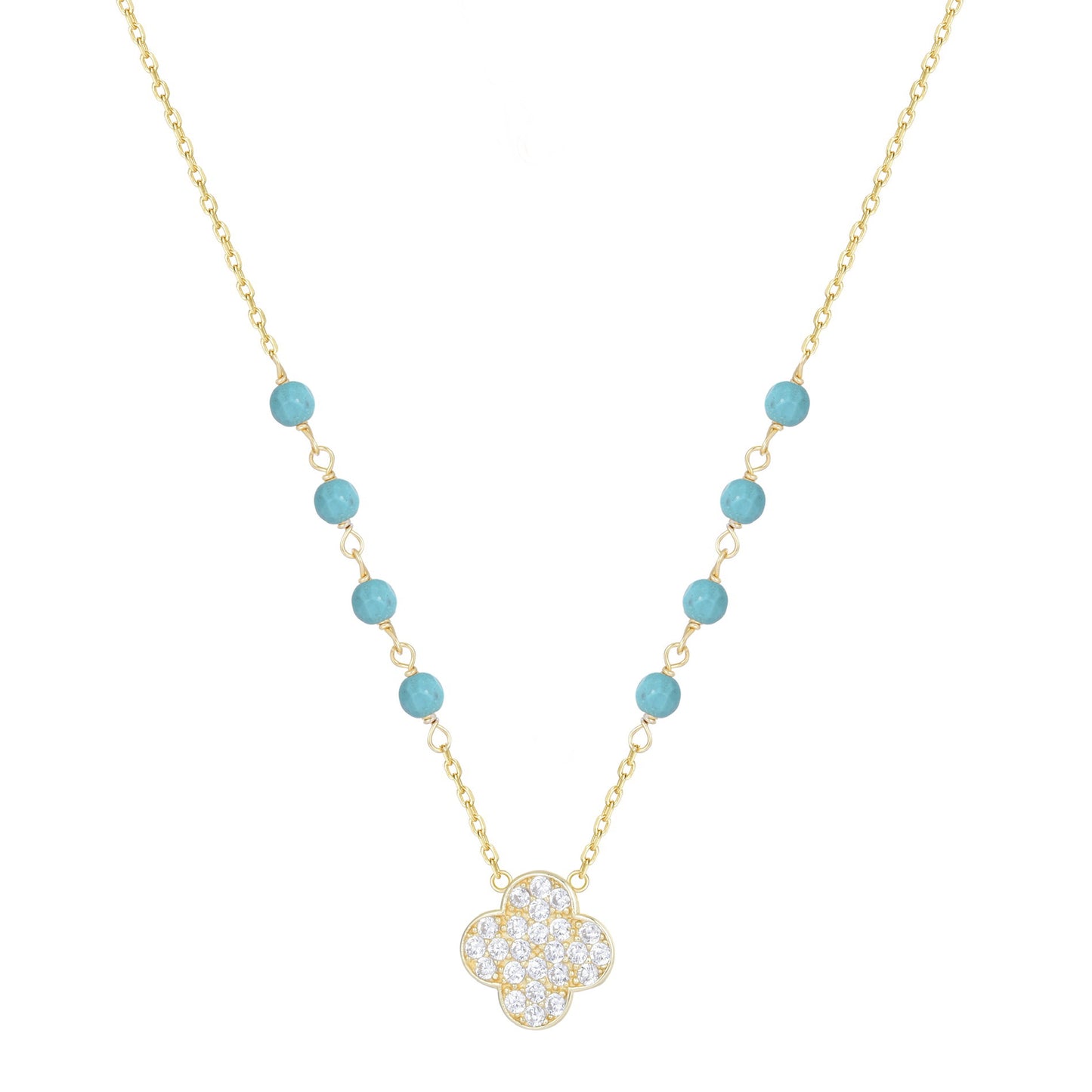 SIERRA TURQUOISE CLOVER GOLD NECKLACE