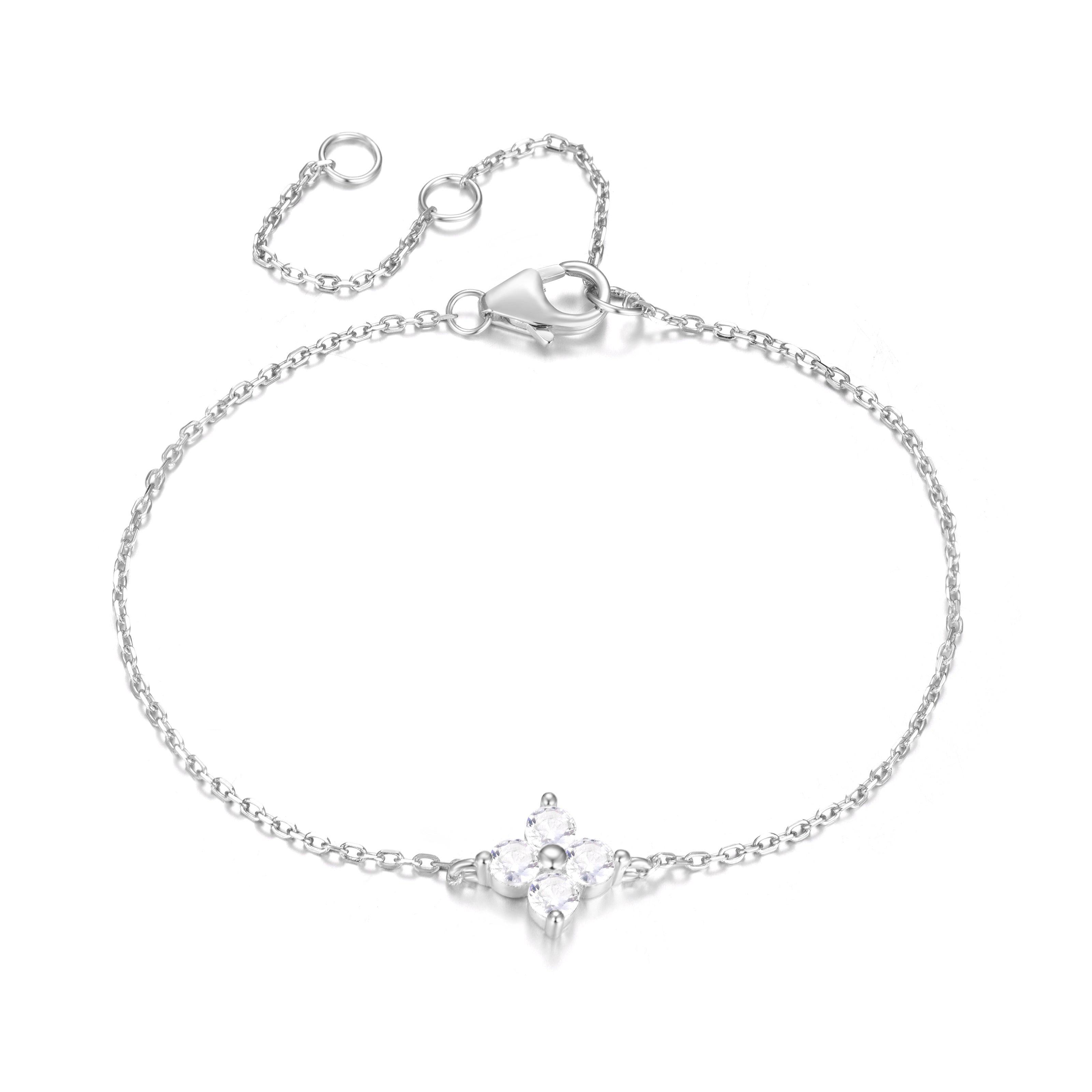 TIANA MINI CRYSTAL FLOWER SILVER BRACELET