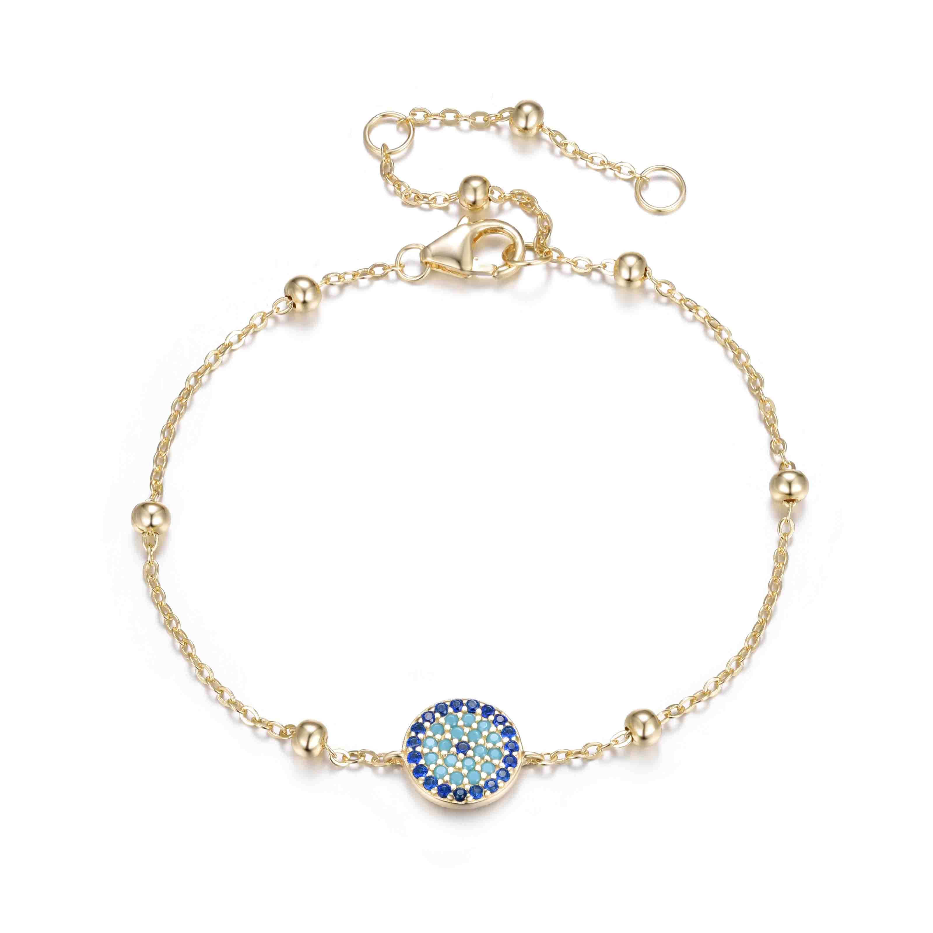 AZURE EVIL EYE GOLD BRACELET