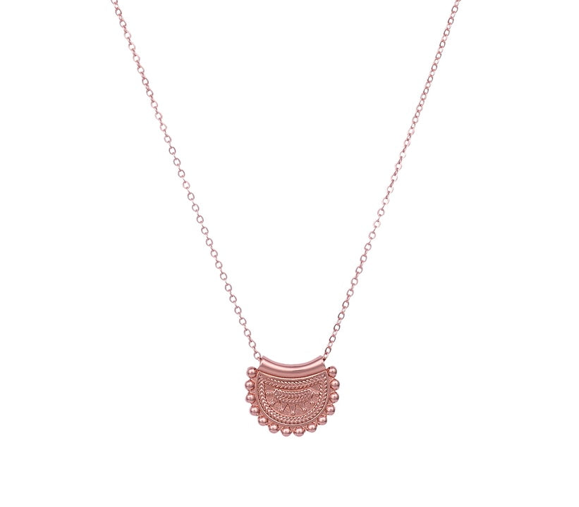 18K ROSE GOLD VERMEIL MANDALA VINTAGE NECKLACE