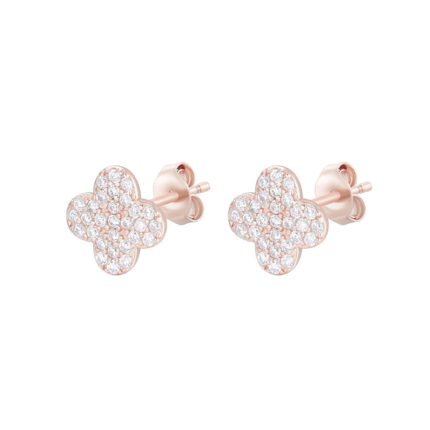 CARMEN CRYSTAL CLOVER ROSE GOLD EAR STUDS