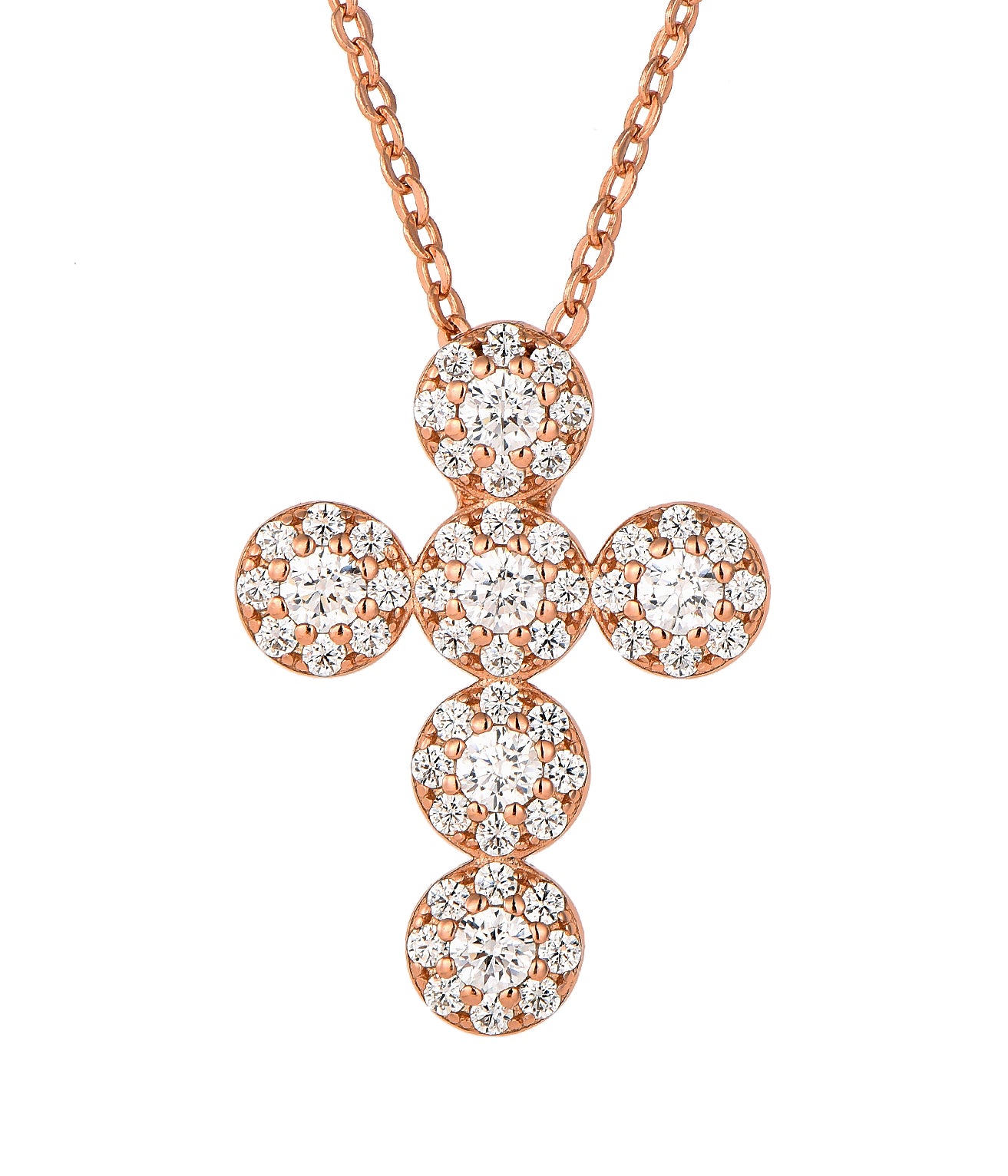 HOPE CRYSTAL MEDIUM CROSS ROSE GOLD NECKLACE