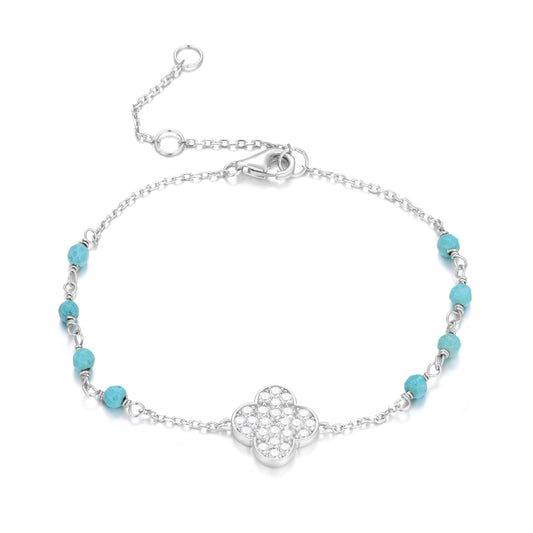 SIERRA TURQUOISE CLOVER SILVER BRACELET