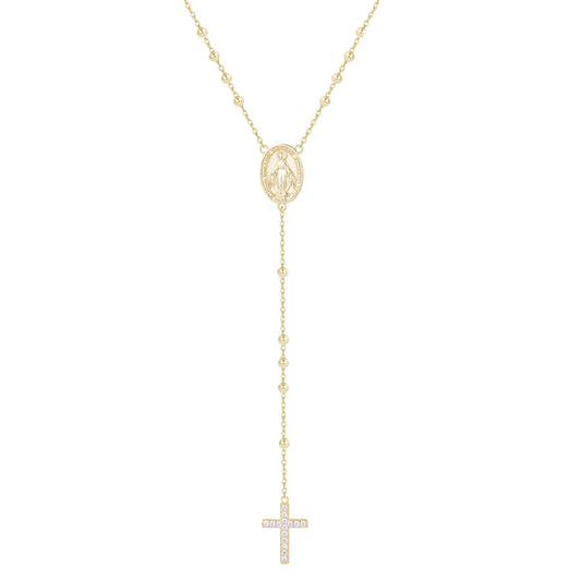 DIVINITY LONG ROSARY GOLD NECKLACE