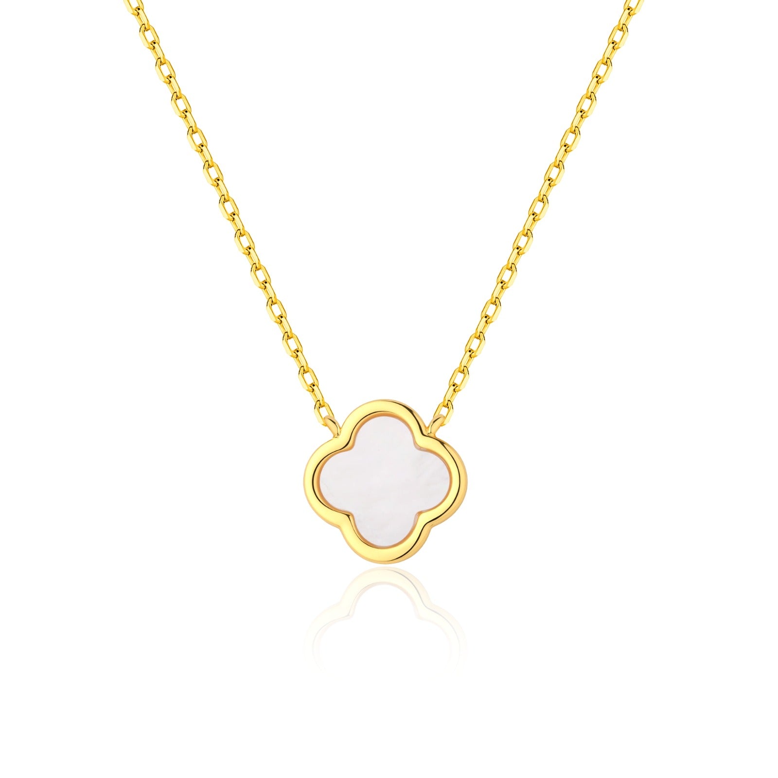 ELLIE MOTHER OF PEARL CLOVER GOLD NECKLACE