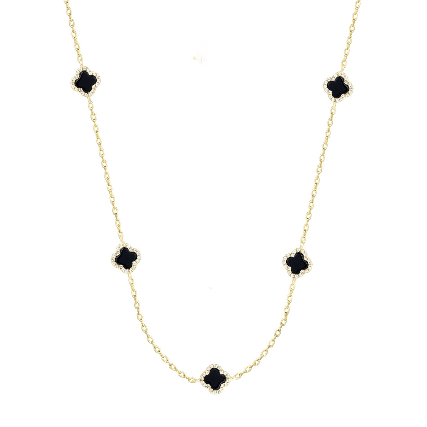 LEILA MINI BLACK FIVE CLOVER GOLD NECKLACE