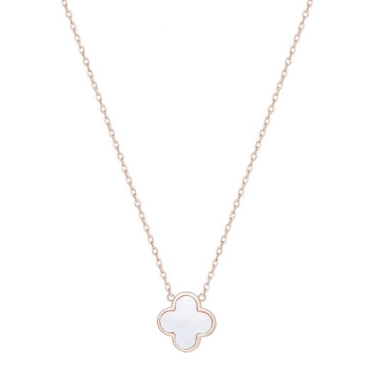 AZARIA MOTHER OF PEARL CLOVER ROSE GOLD NECKLACE