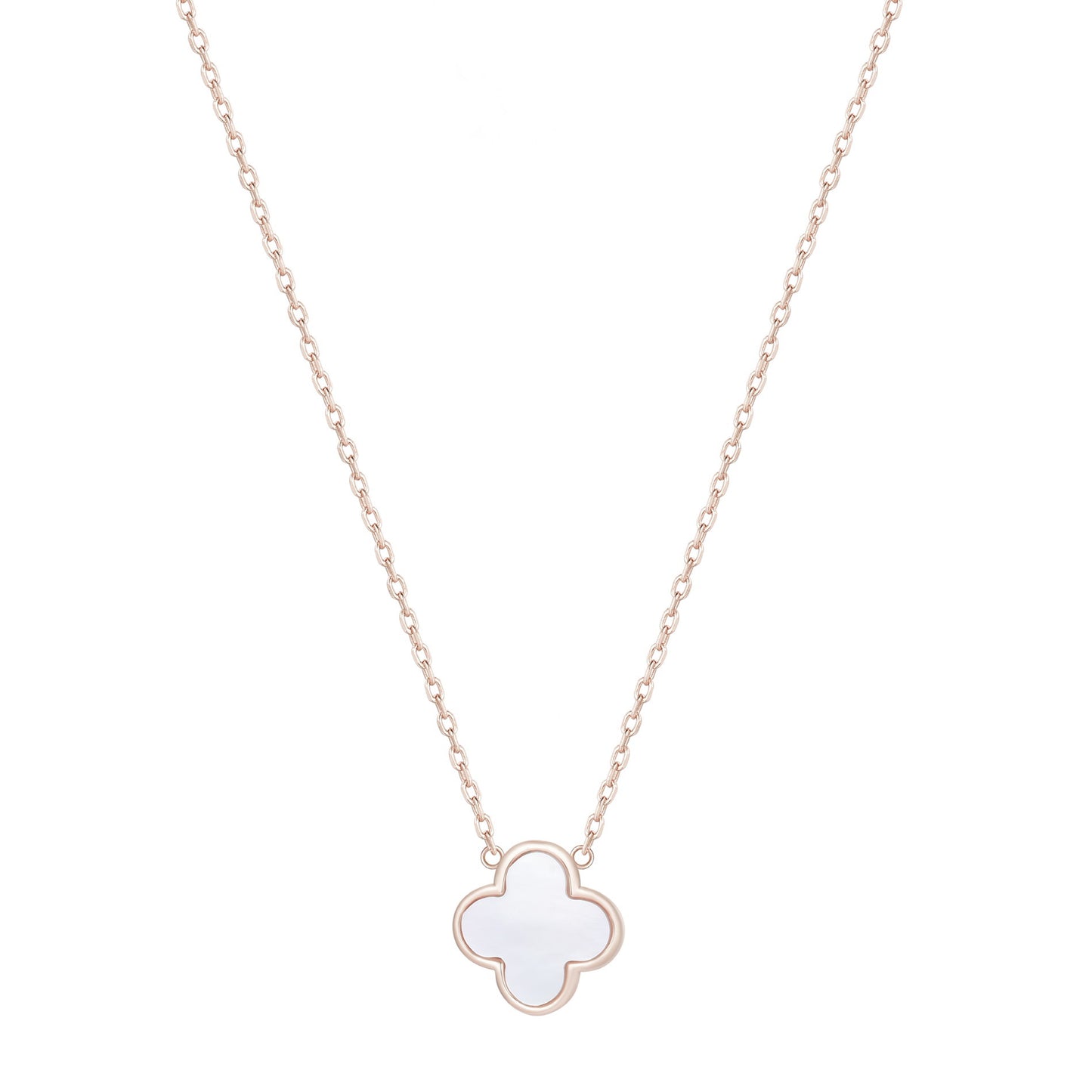 AZARIA MOTHER OF PEARL CLOVER ROSE GOLD NECKLACE