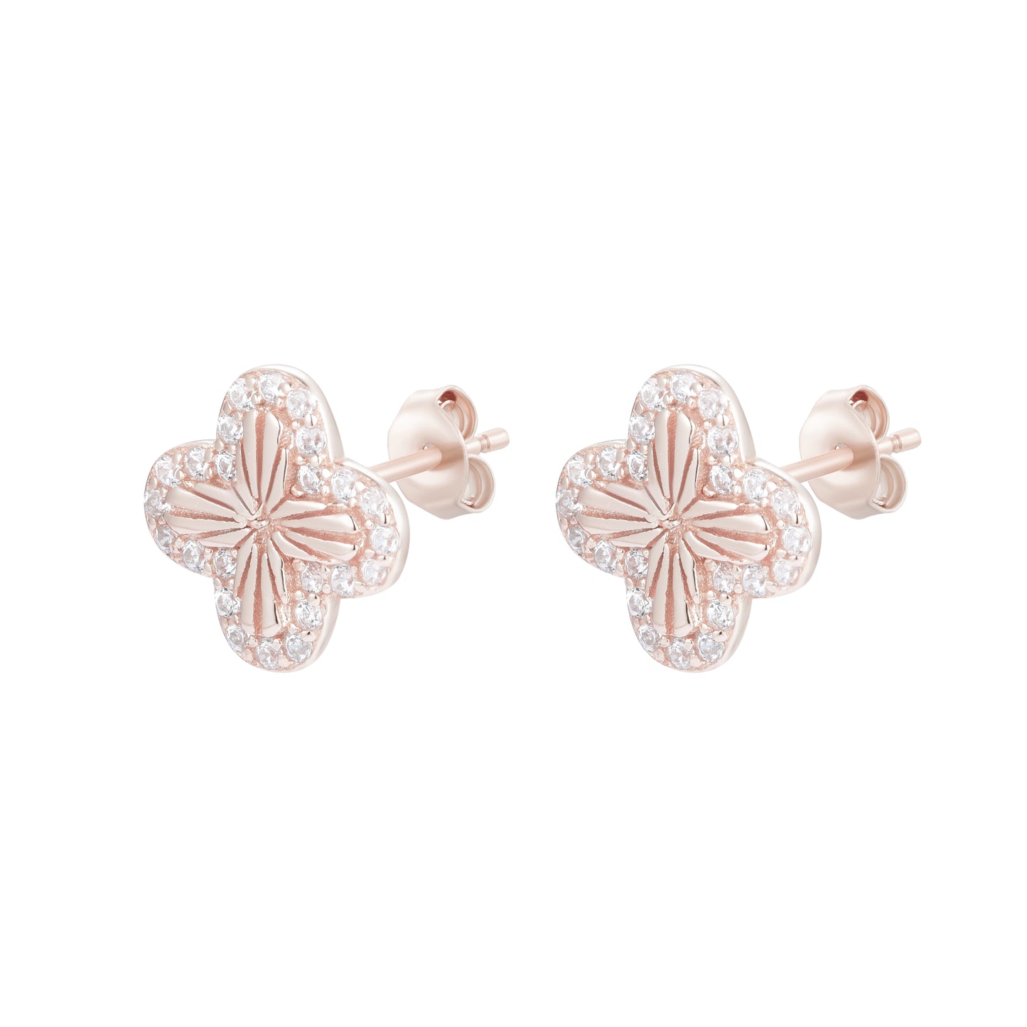TUSCANY CLOVER ROSE GOLD EAR STUDS