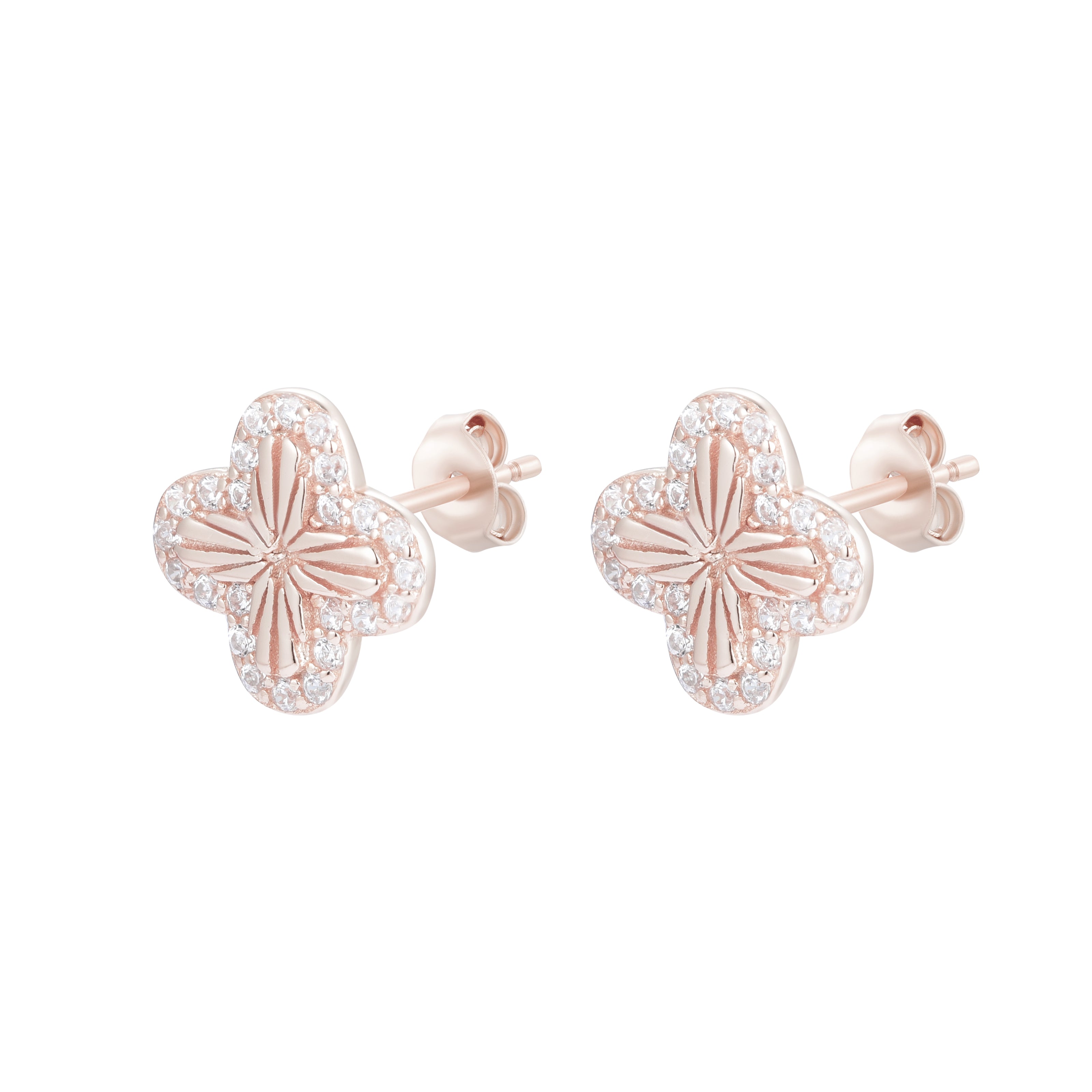 TUSCANY CLOVER ROSE GOLD EAR STUDS