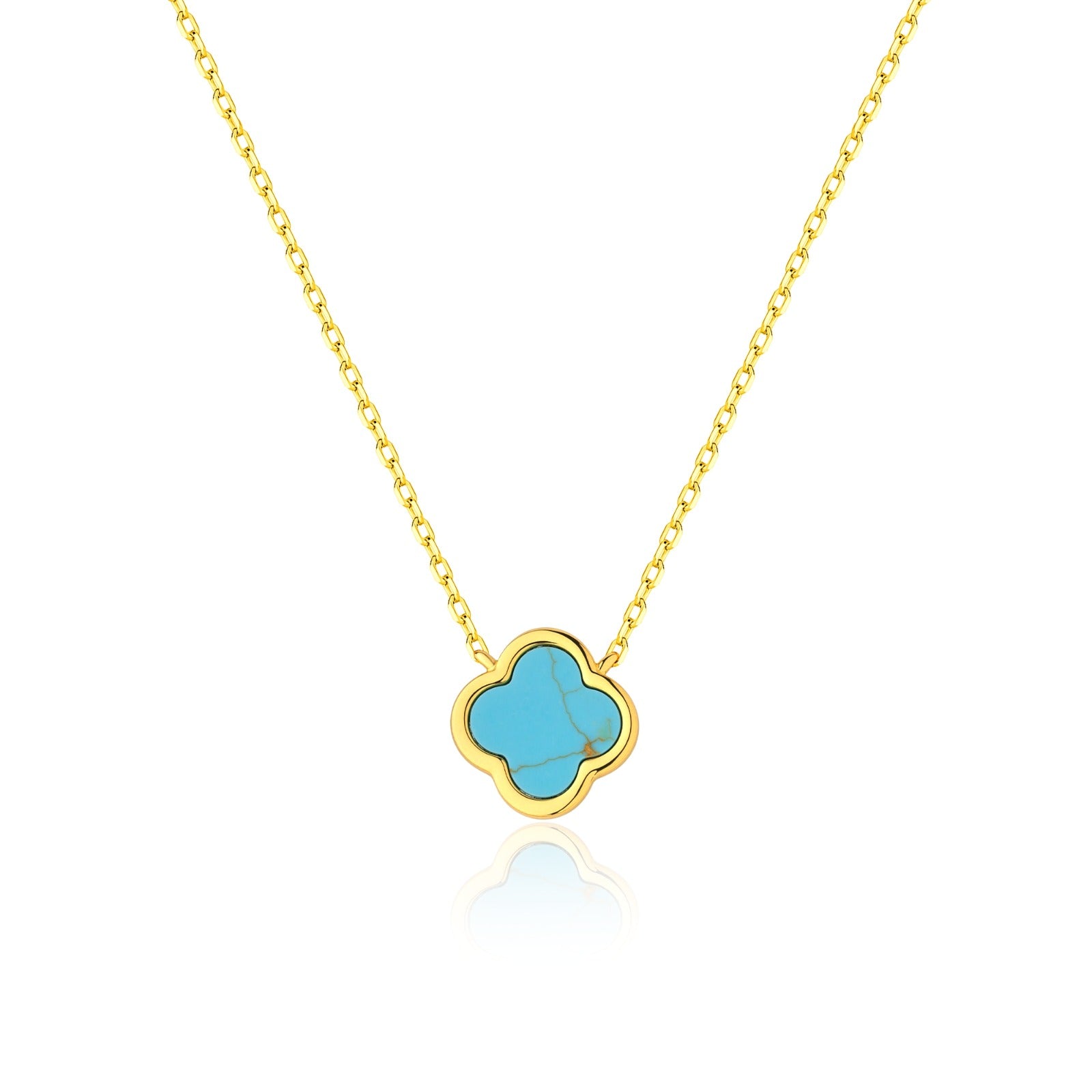 ELLIE TURQUOISE CLOVER GOLD NECKLACE