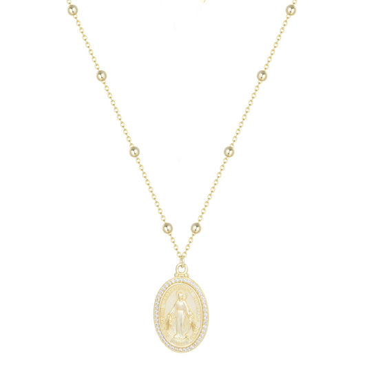 MARY CRYSTAL GOLD BEADED NECKLACE
