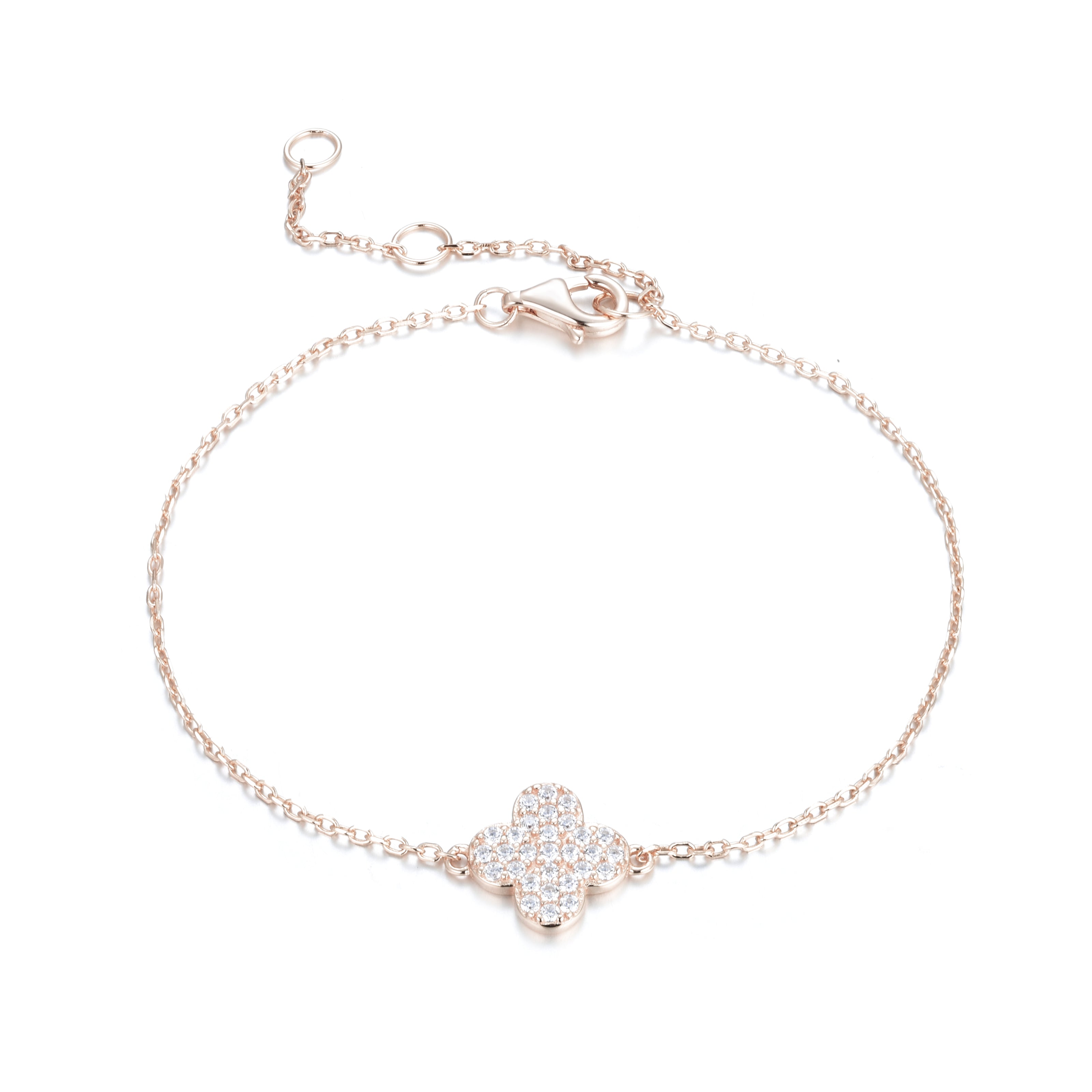 CARMEN CRYSTAL CLOVER ROSE GOLD BRACELET