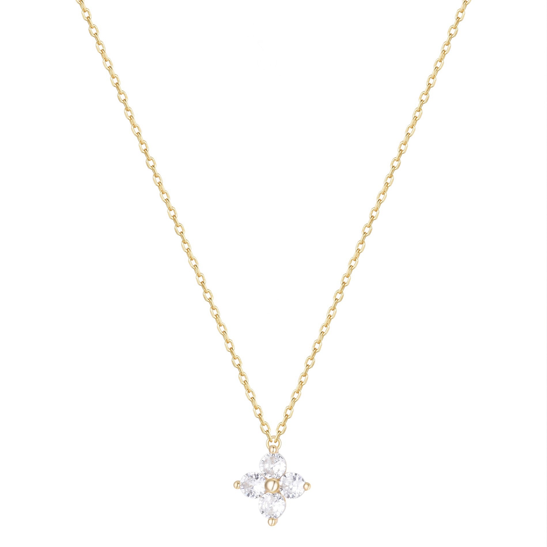 TIANA MINI CRYSTAL FLOWER GOLD NECKLACE