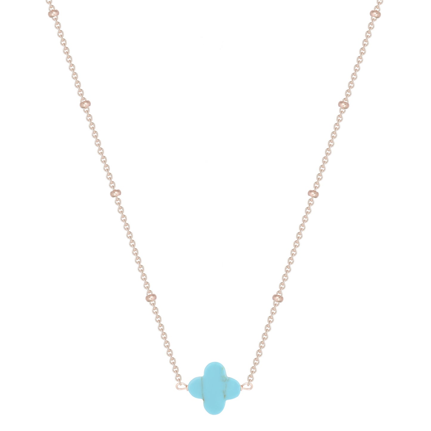 MALANI TURQUOISE CLOVER ROSE GOLD NECKLACE