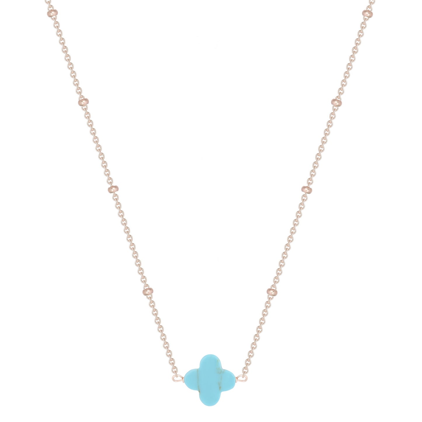 MALANI TURQUOISE CLOVER ROSE GOLD NECKLACE
