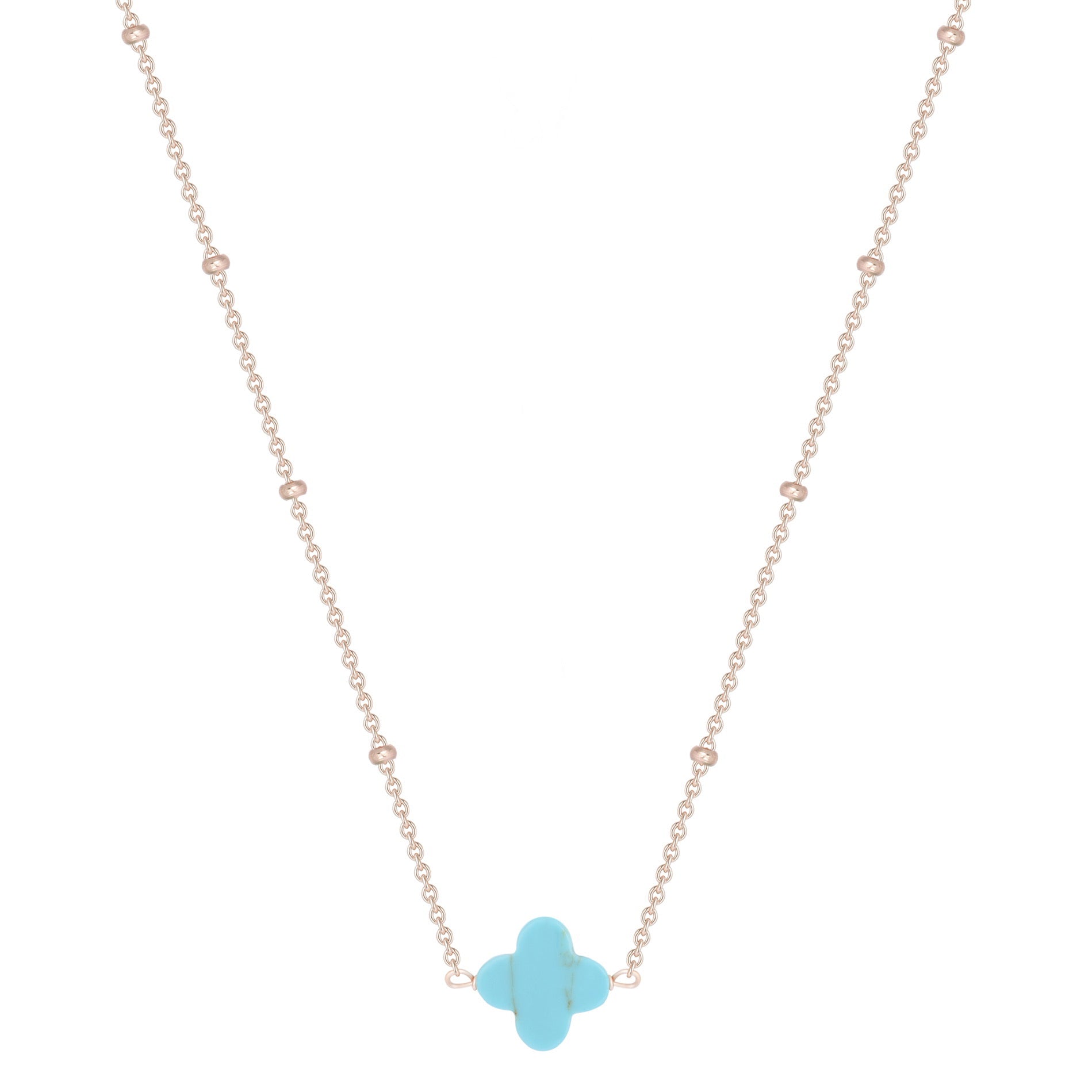 MALANI TURQUOISE CLOVER ROSE GOLD NECKLACE