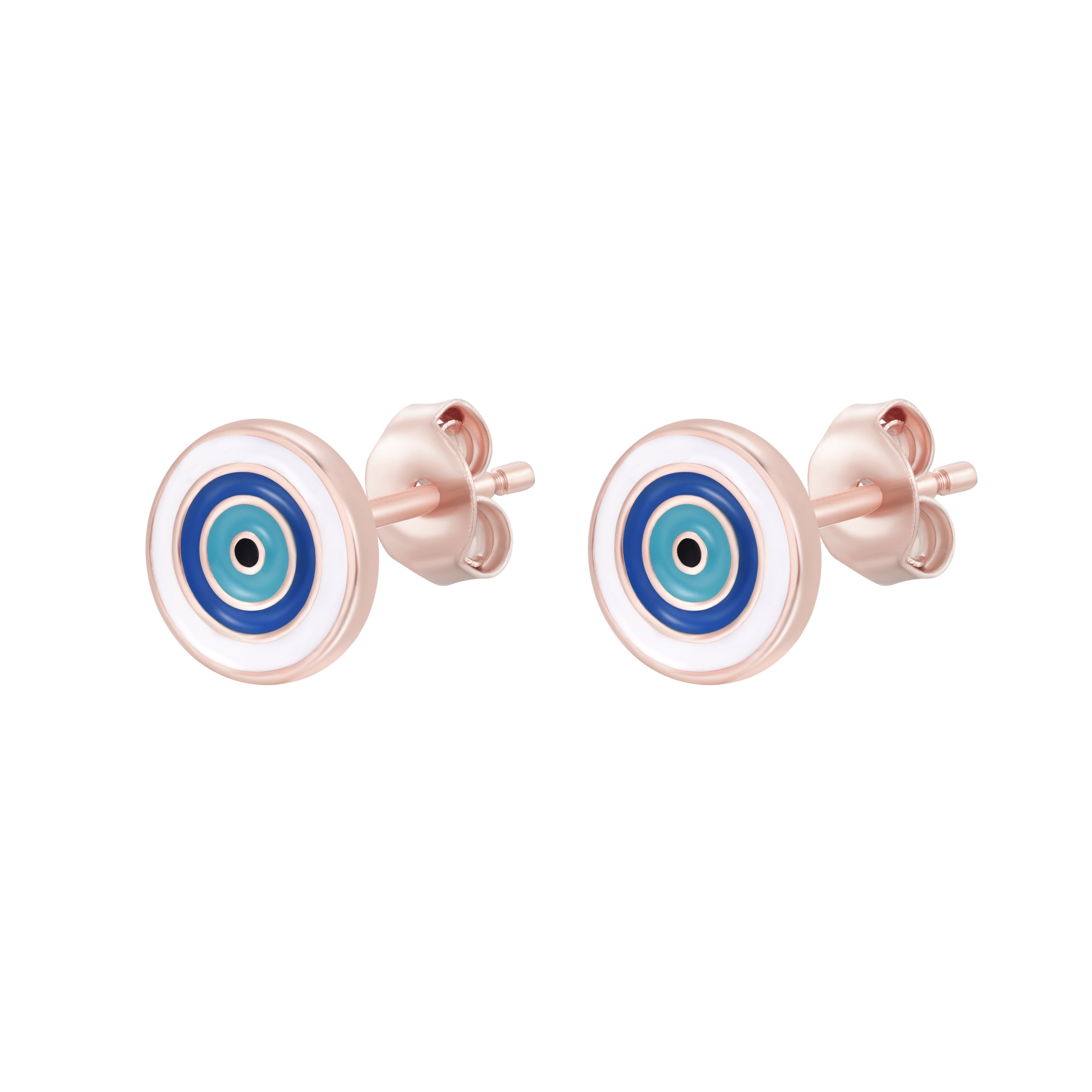 AMIRA EVIL EYE ROSE GOLD EARRINGS