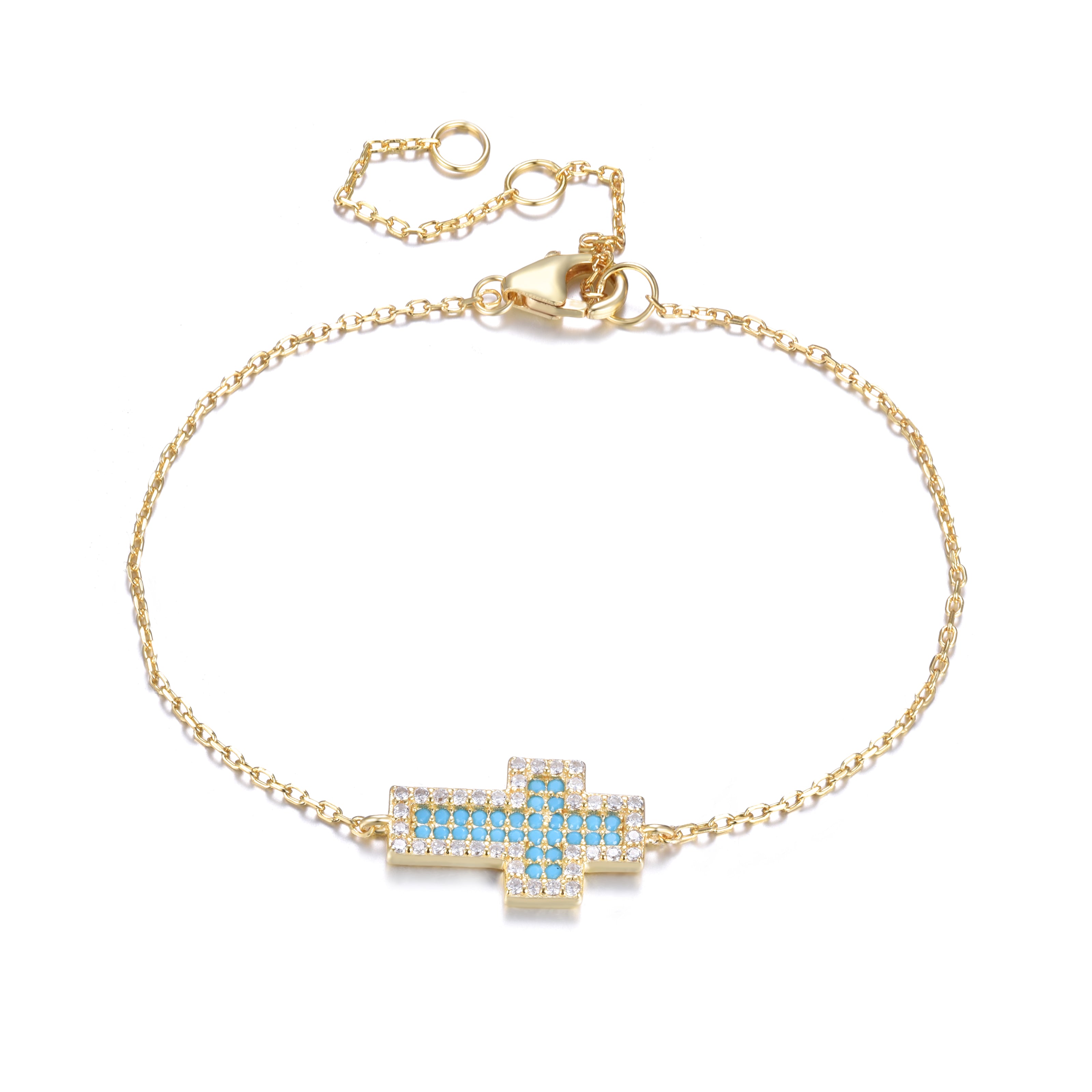 ADA TURQUOISE CROSS GOLD BRACELET