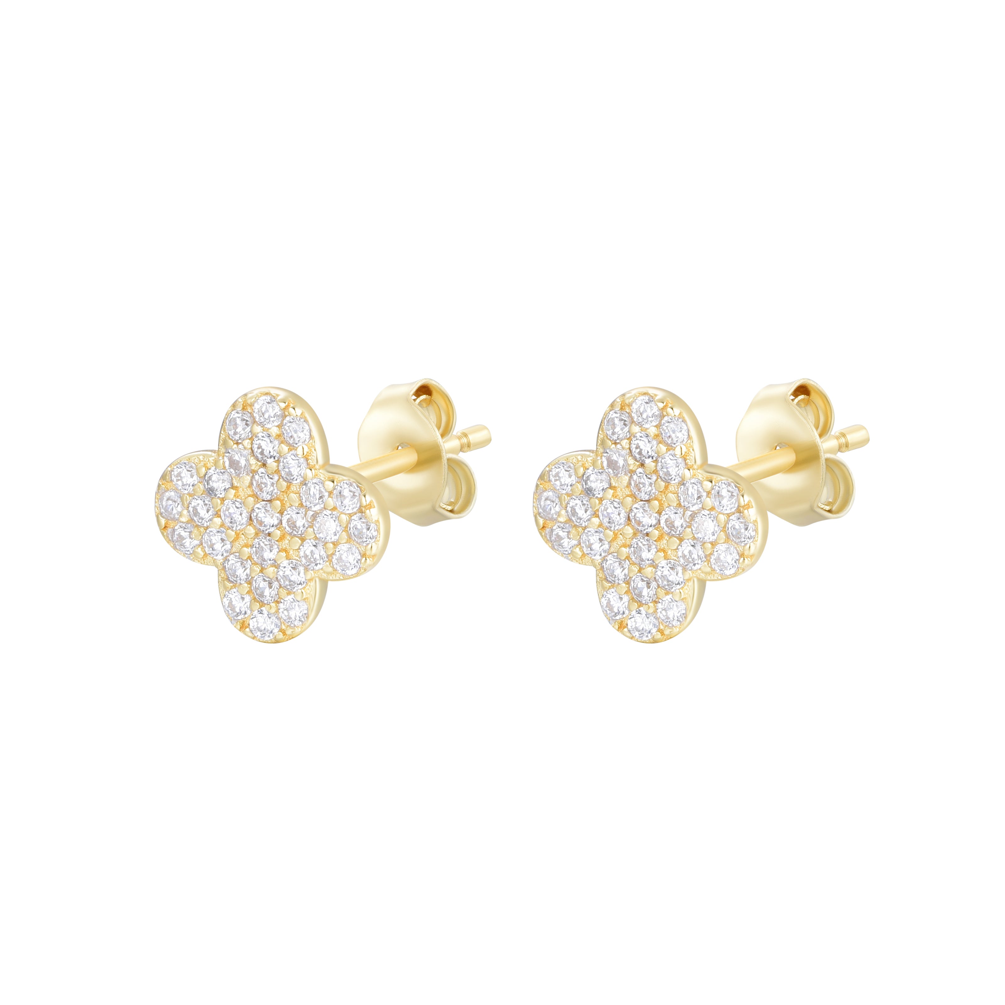 CARMEN CRYSTAL CLOVER GOLD EAR STUDS