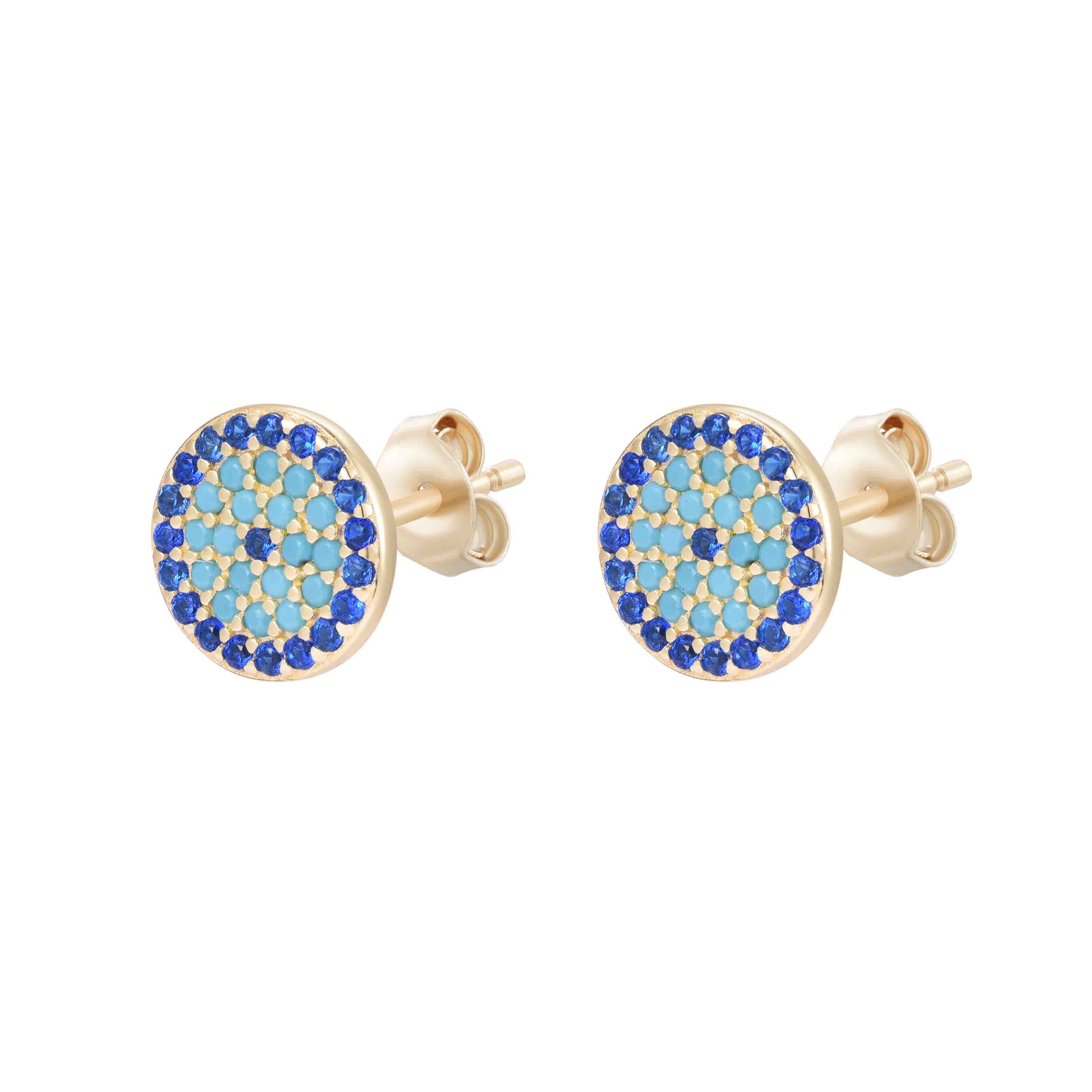 AZURE EVIL EYE GOLD EARRINGS