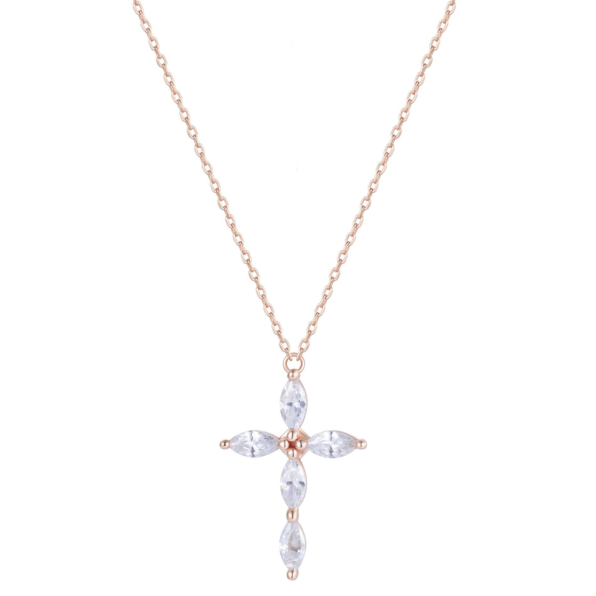 NERIAH CROSS ROSE GOLD NECKLACE