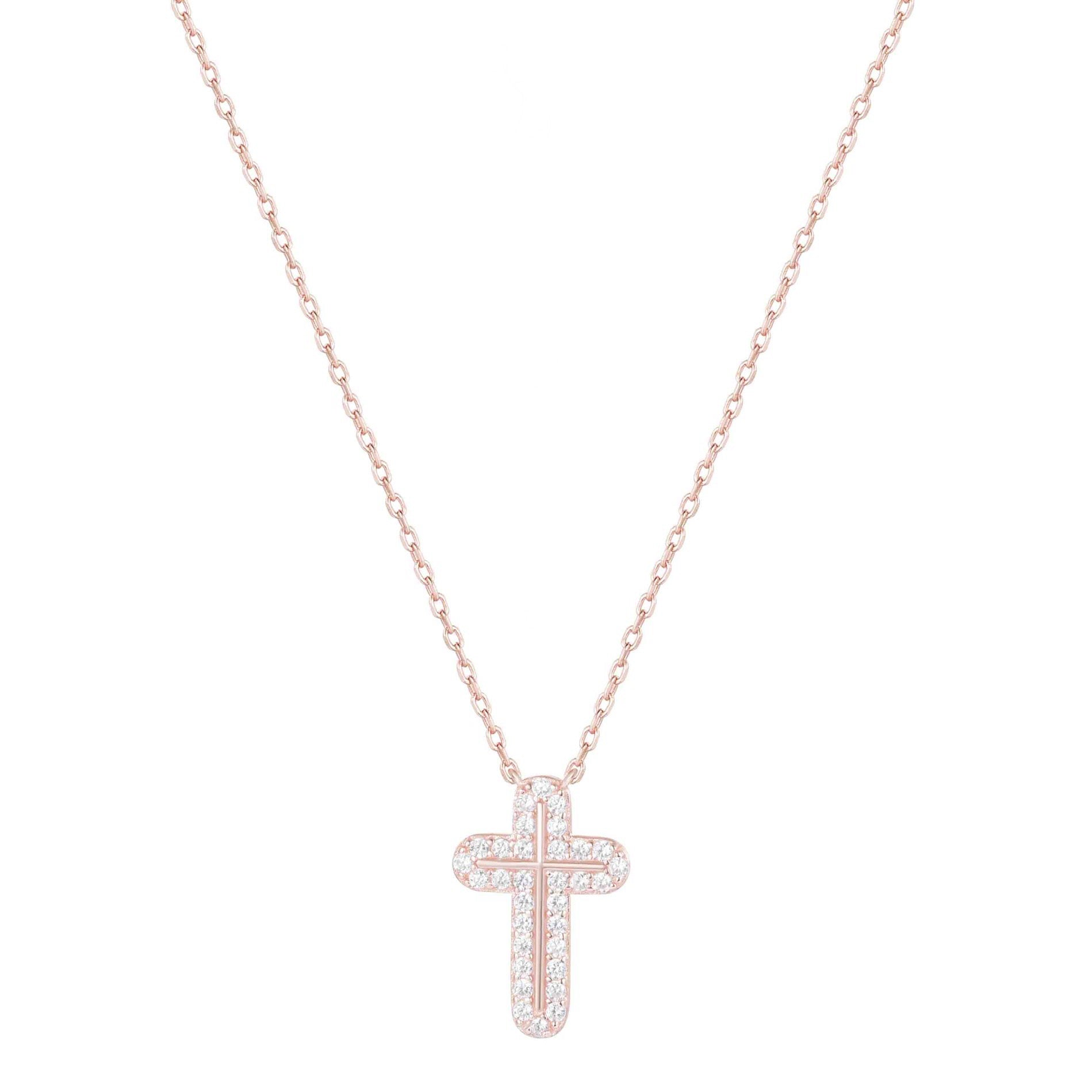 ADELA CROSS ROSE GOLD NECKLACE